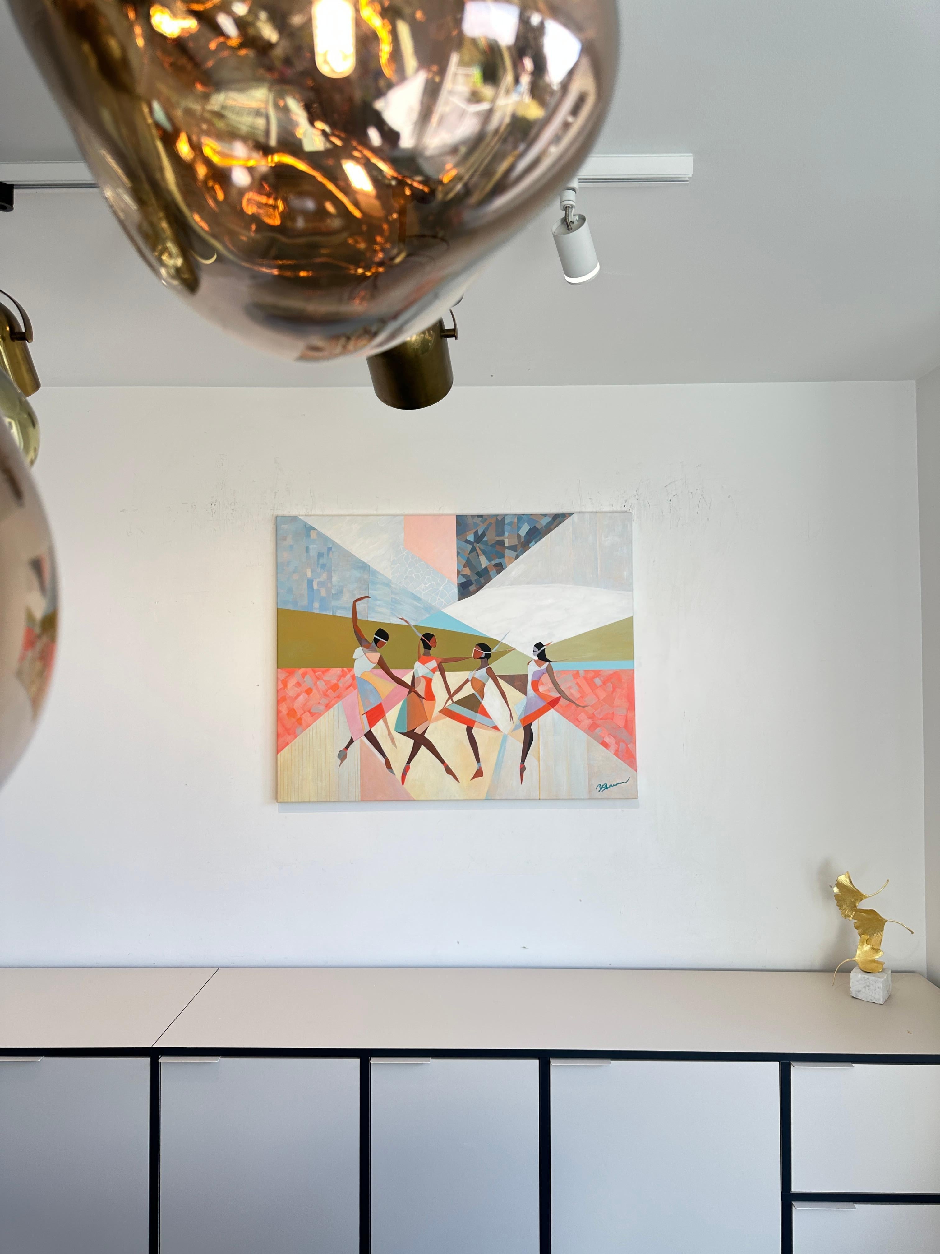 The dance of Friendship by B. Schaumann - Contemporary Abstract Dancers Painting en venta 8