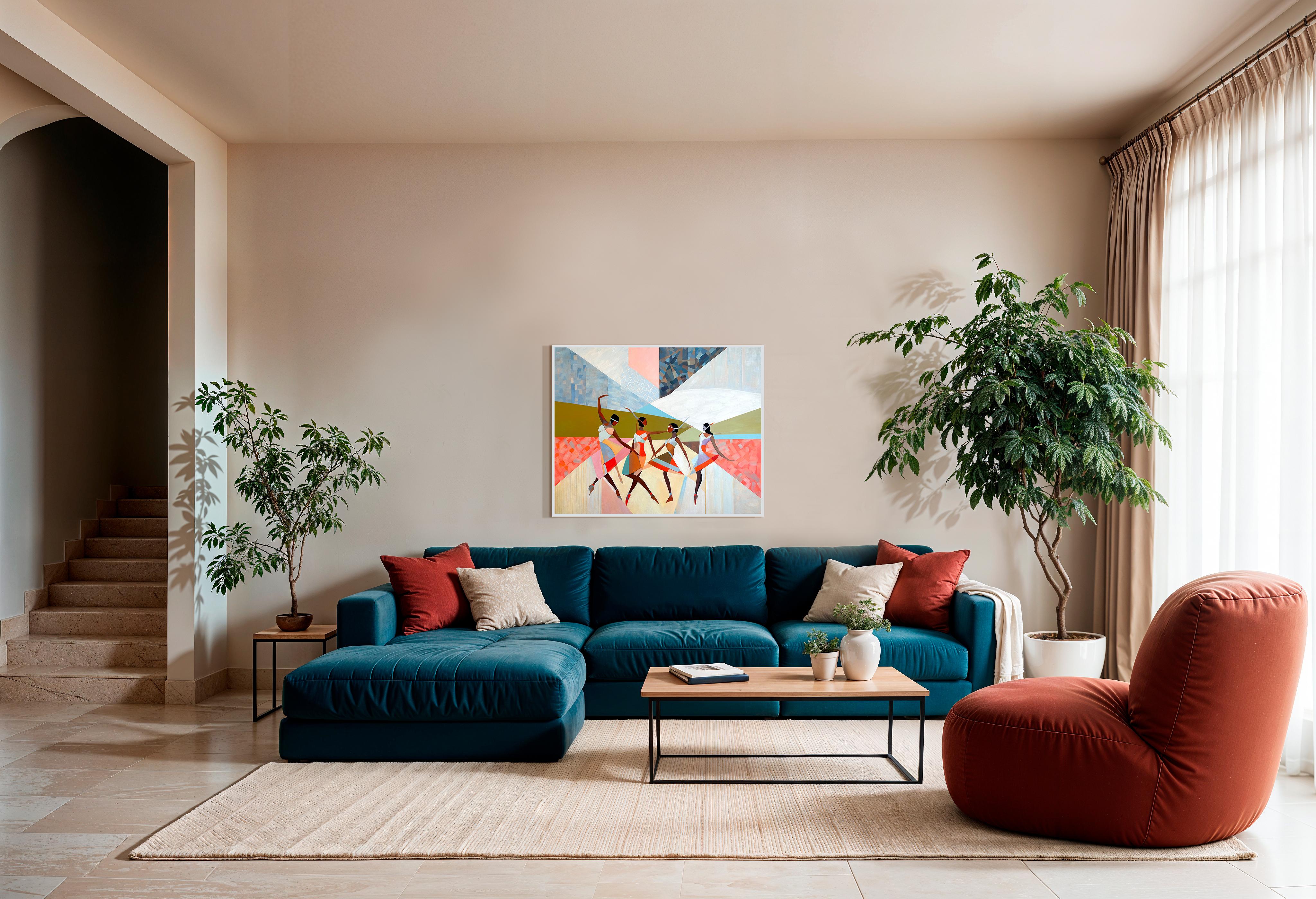 The dance of Friendship by B. Schaumann - Contemporary Abstract Dancers Painting en venta 9