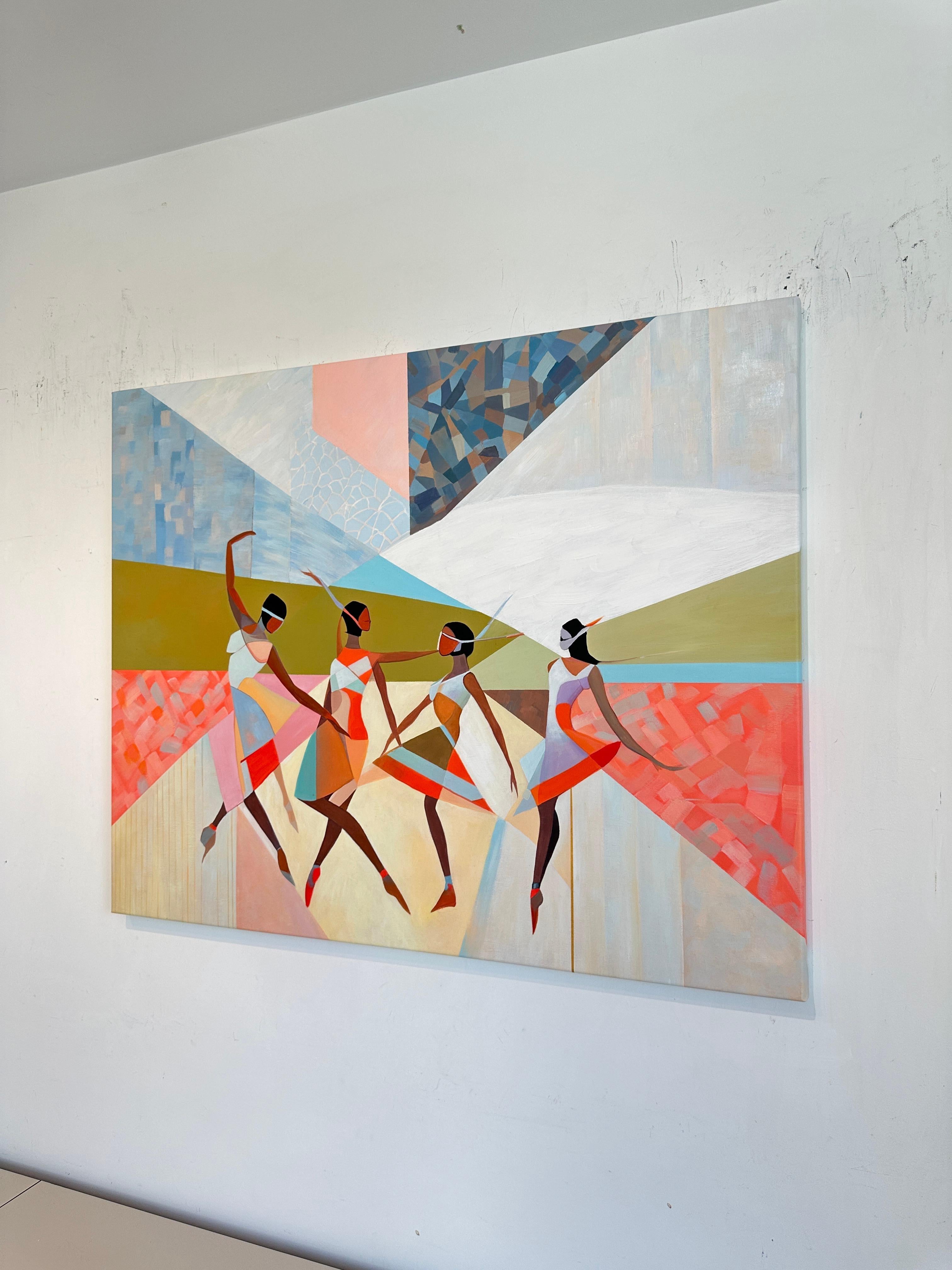 The dance of Friendship by B. Schaumann - Contemporary Abstract Dancers Painting en venta 2