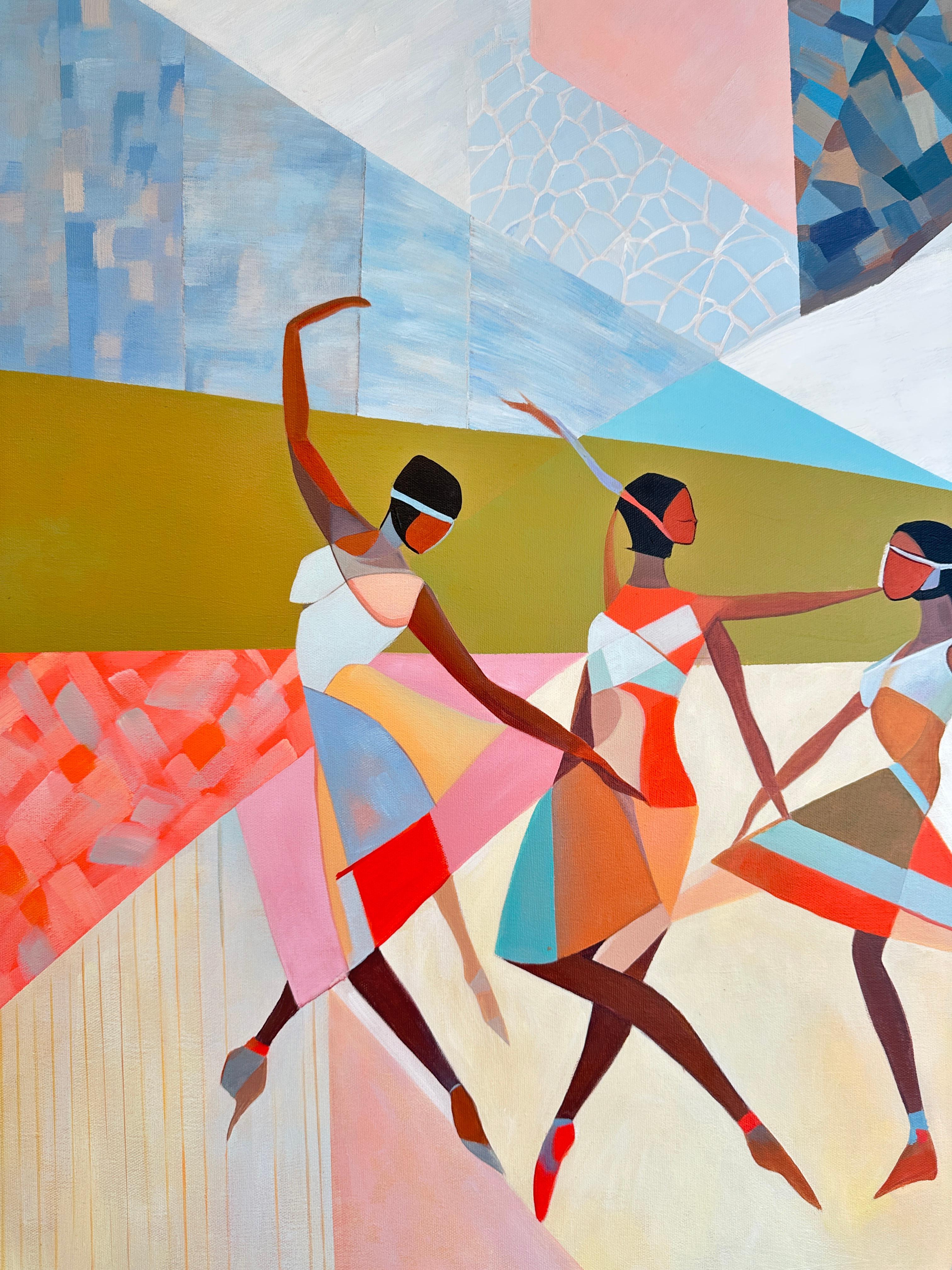 The dance of Friendship by B. Schaumann - Contemporary Abstract Dancers Painting en venta 3