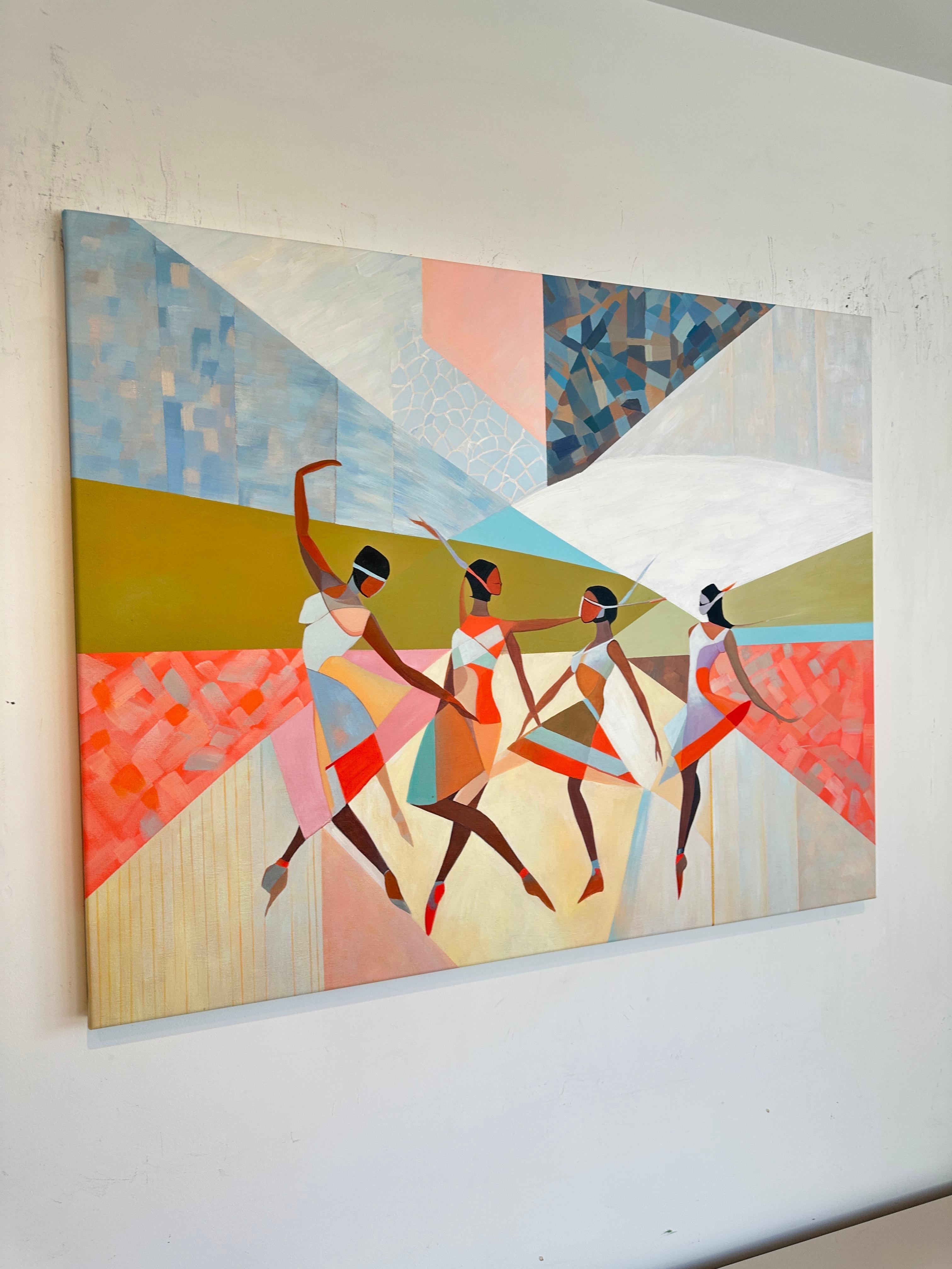 The dance of Friendship by B. Schaumann - Contemporary Abstract Dancers Painting en venta 4