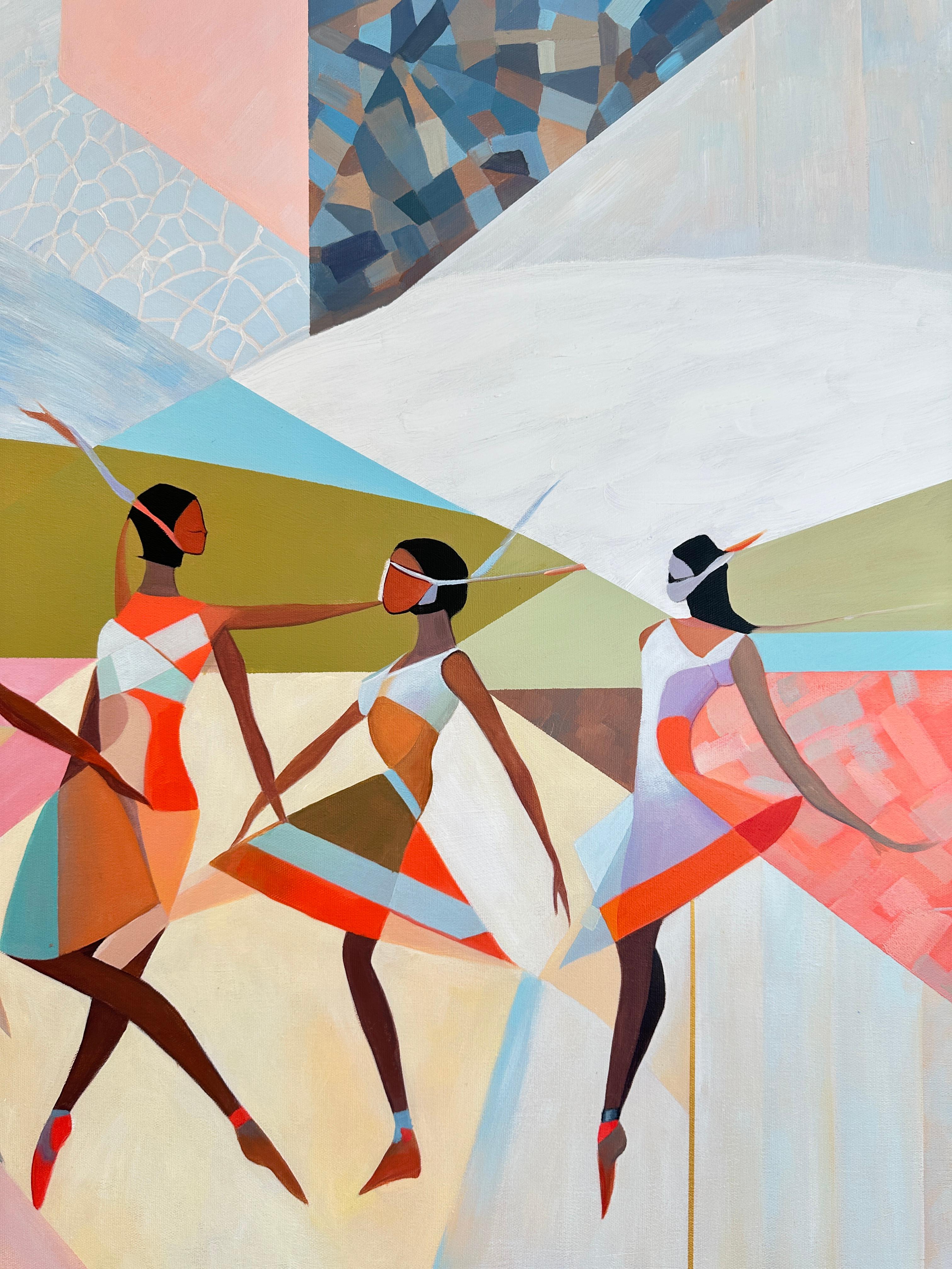 The dance of Friendship by B. Schaumann - Contemporary Abstract Dancers Painting en venta 5