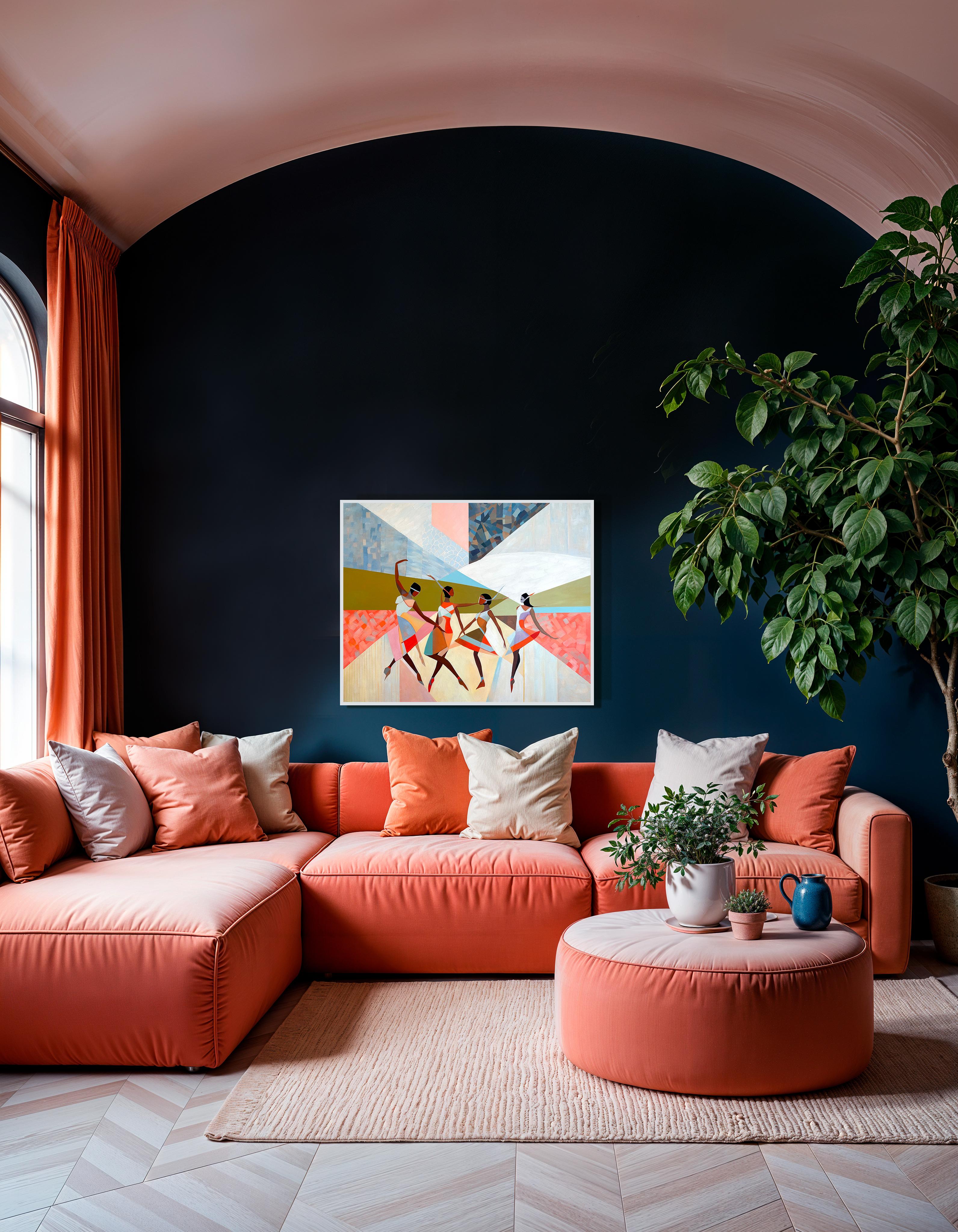 The dance of Friendship by B. Schaumann - Contemporary Abstract Dancers Painting en venta 6