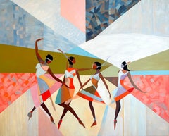 The dance of Friendship by B. Schaumann - Contemporary Abstract Dancers Painting
