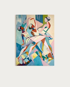 « La danse de la lumière » de B. Schaumann - Peinture abstraite contemporaine représentant des danseurs, 80 x 60 cm
