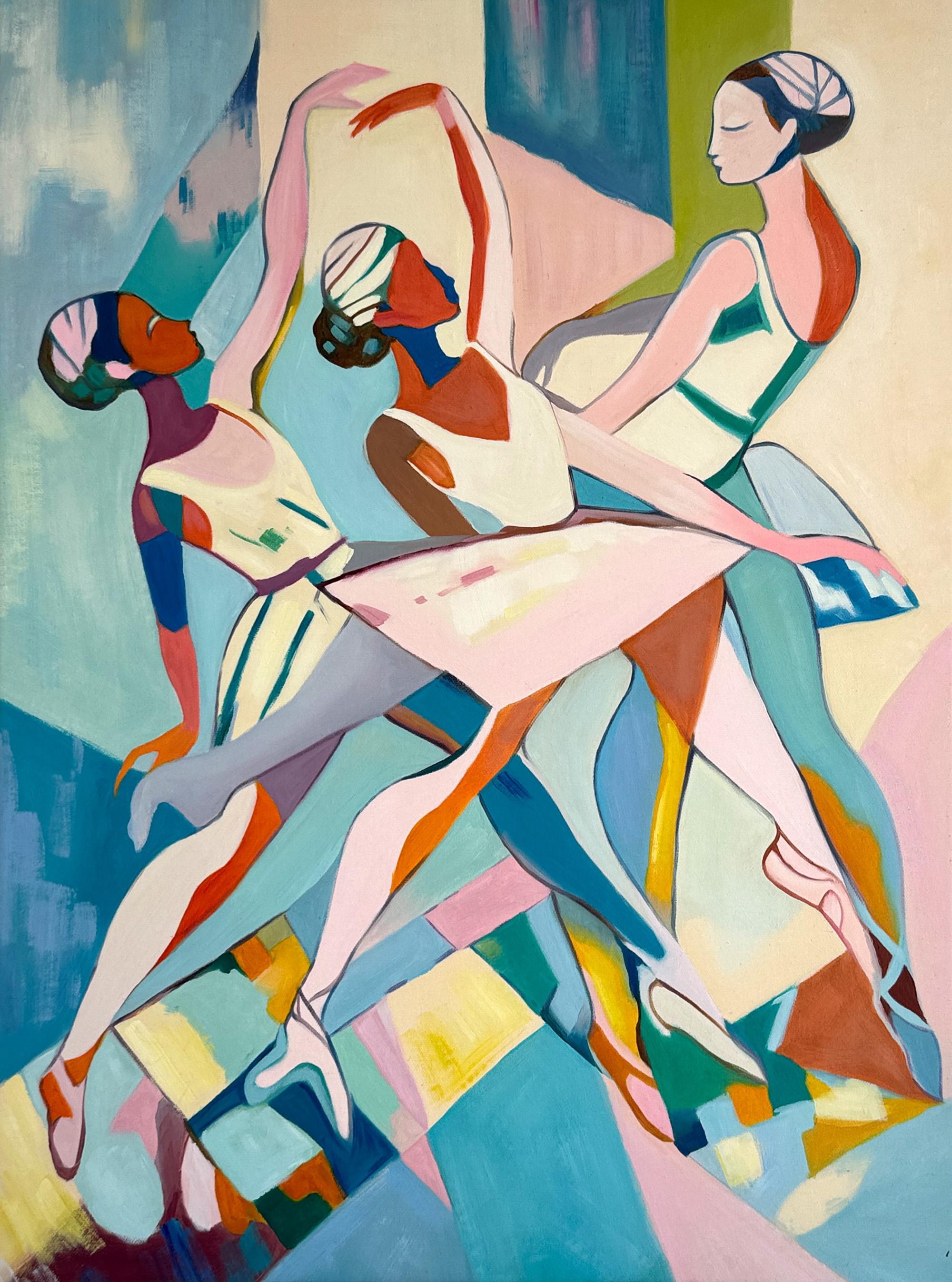 The Dance of Light B. Schaumann - Contemporary Abstract Dancers Painting 80x60cm