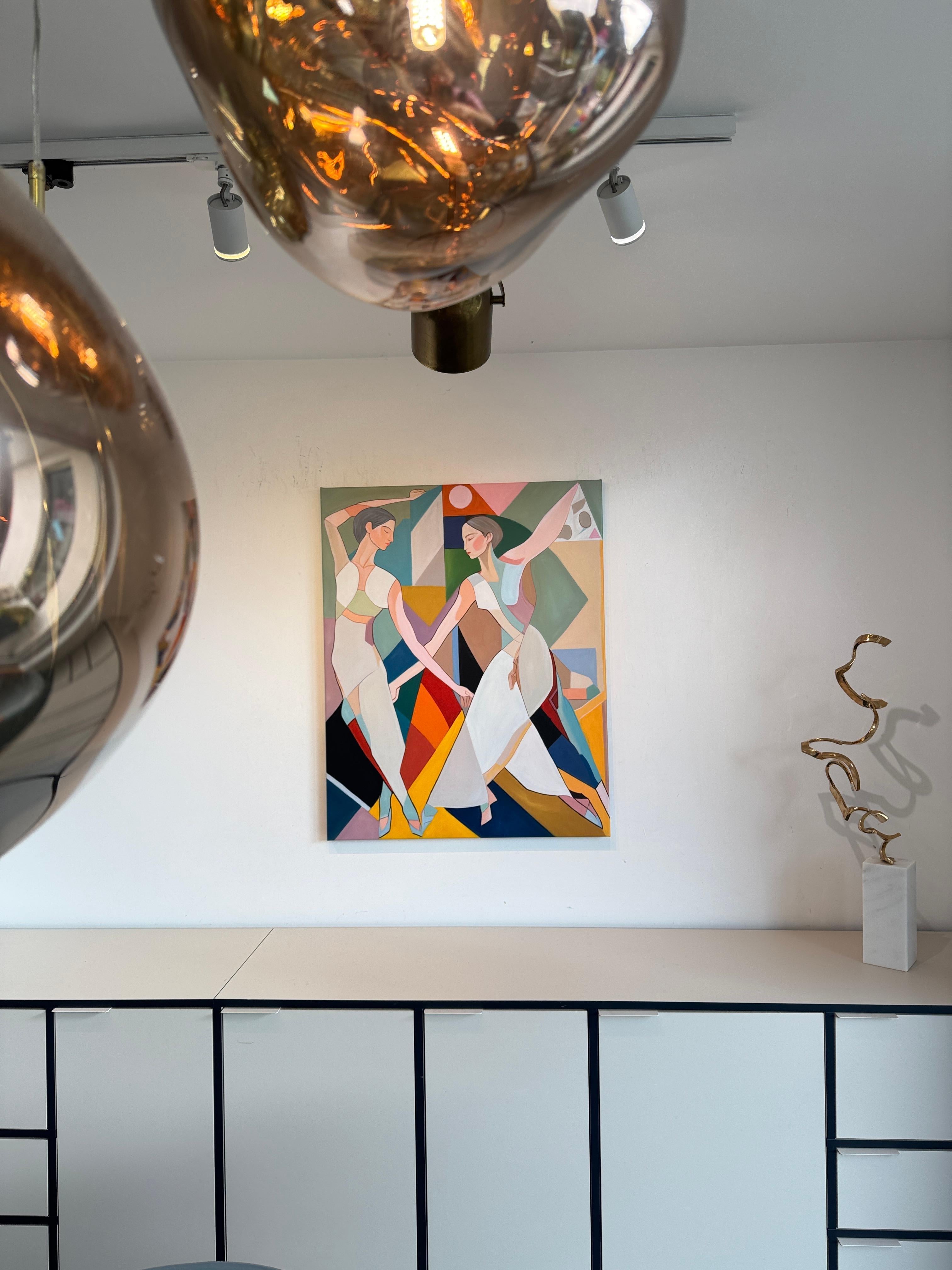 When love begins to dance by B. Schaumann - Contemporary Dancers Painting en venta 9