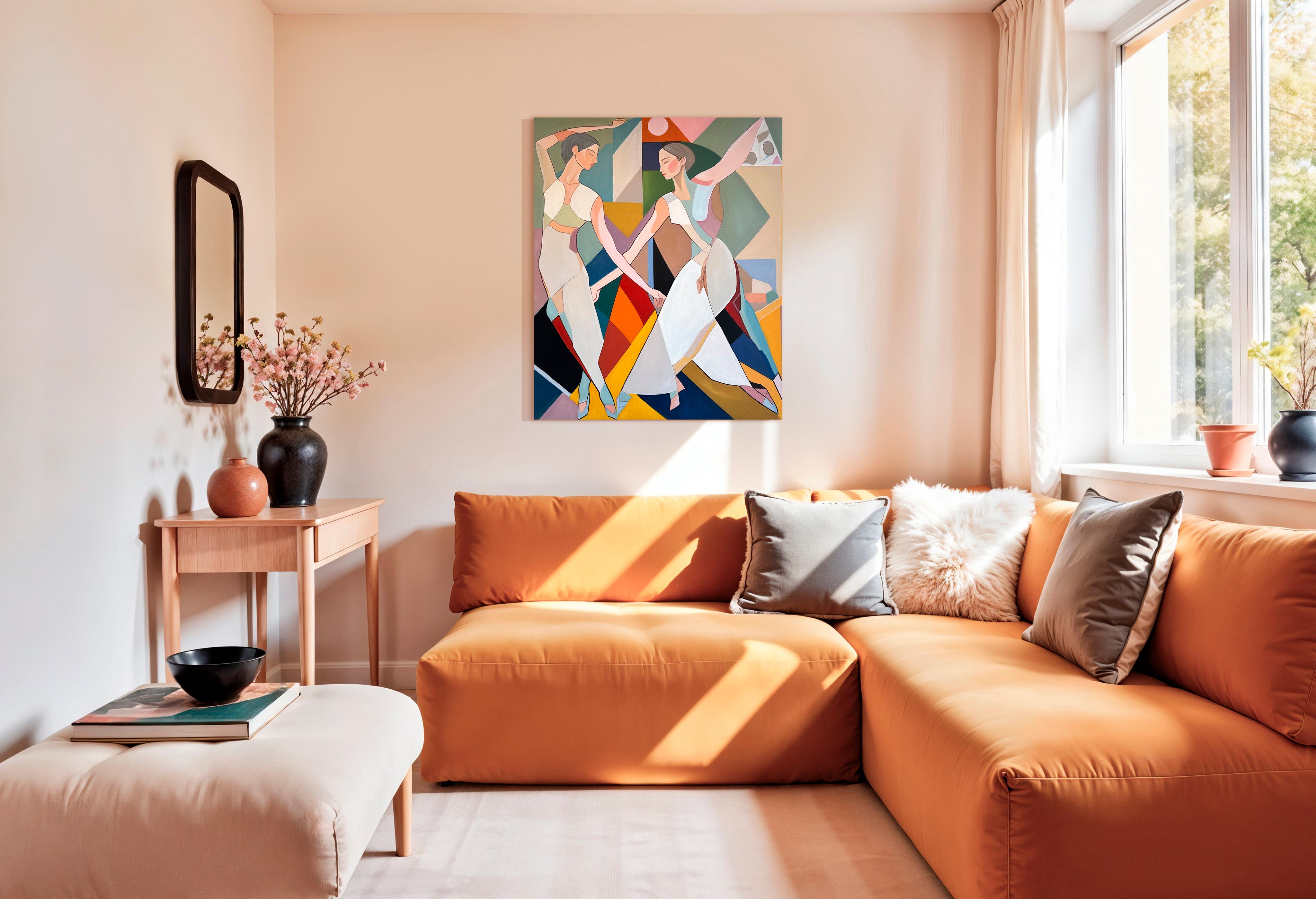 When love begins to dance by B. Schaumann - Contemporary Dancers Painting en venta 10