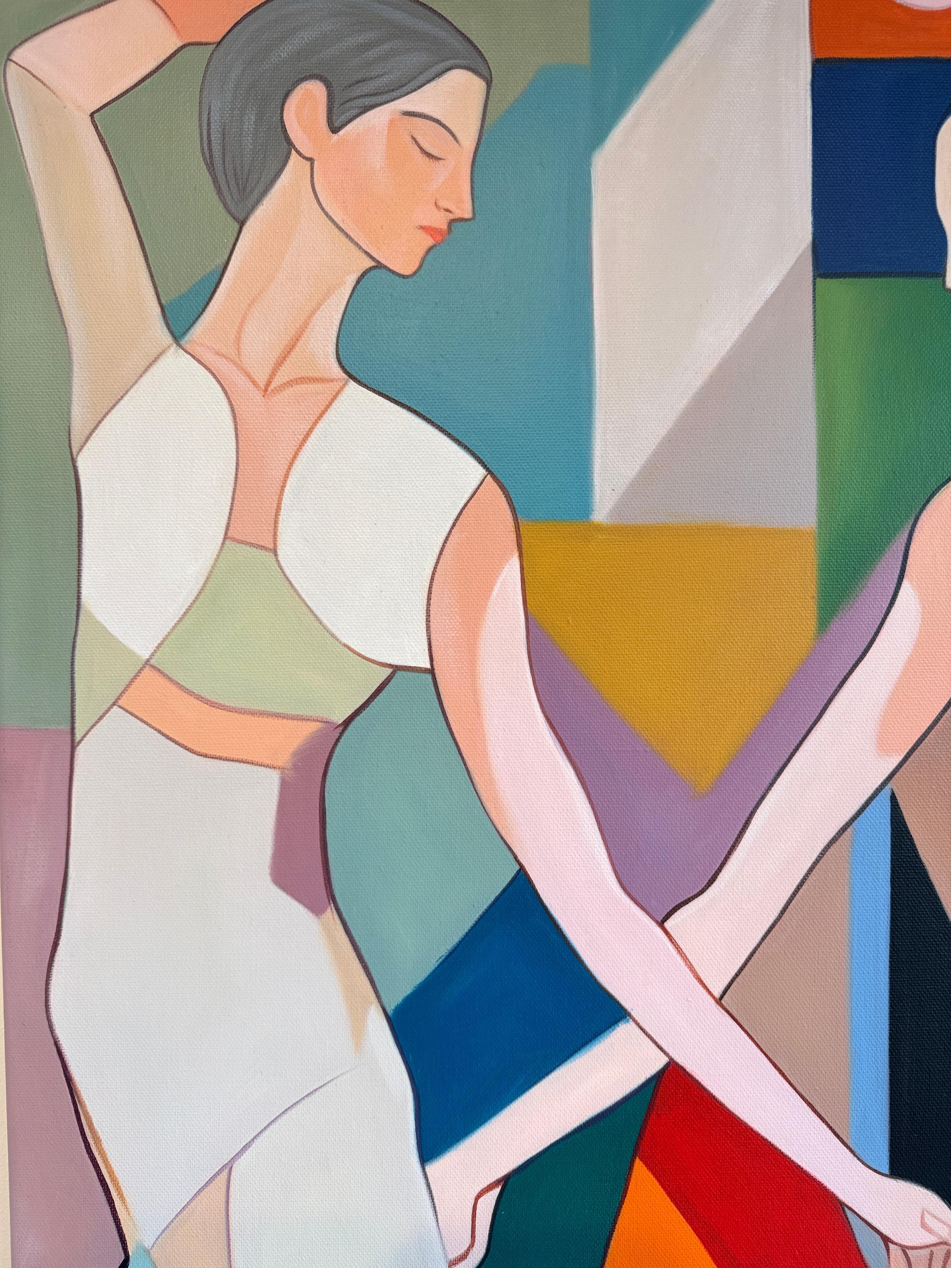 When love begins to dance by B. Schaumann - Contemporary Dancers Painting en venta 1