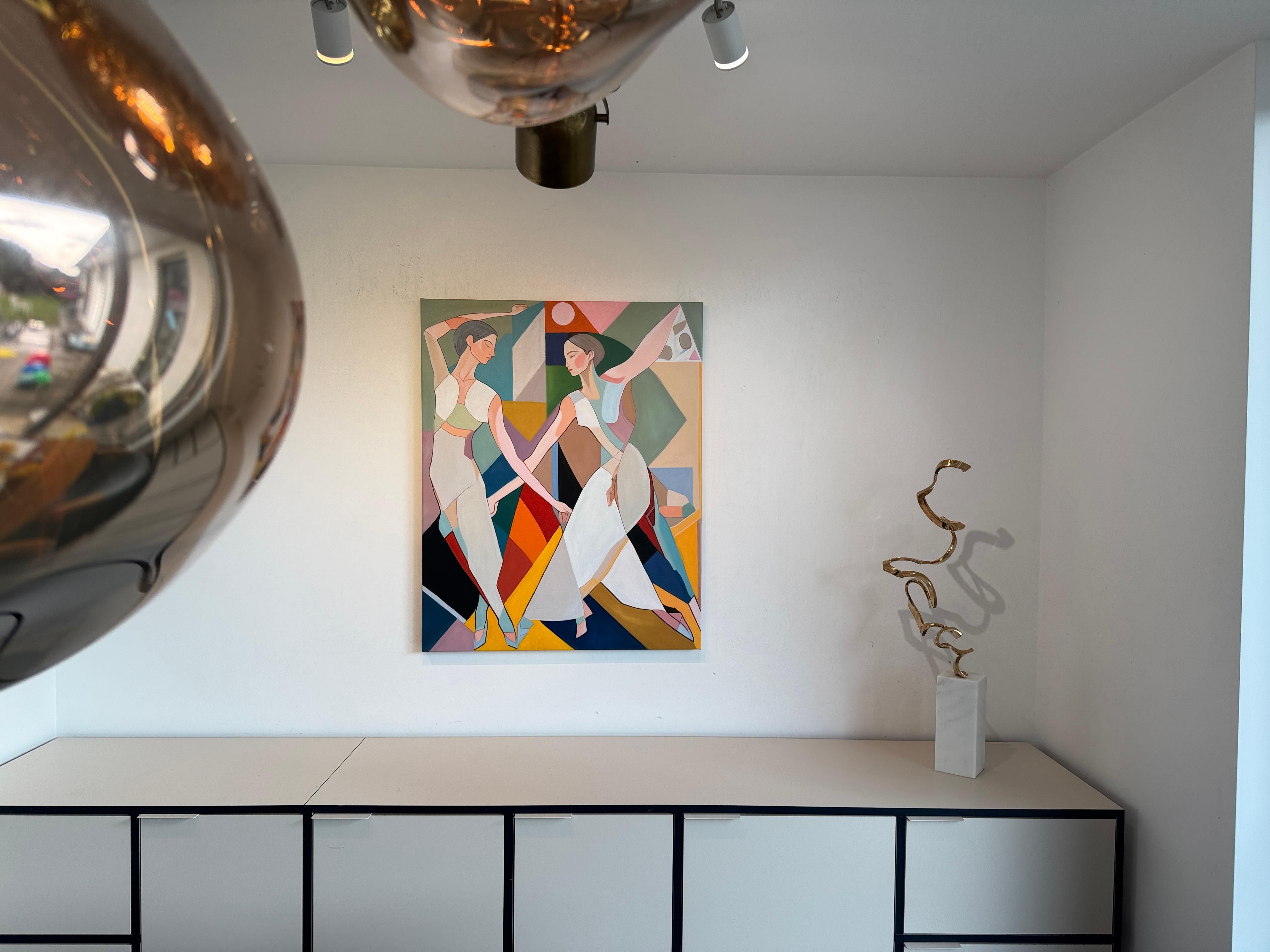 When love begins to dance by B. Schaumann - Contemporary Dancers Painting en venta 2