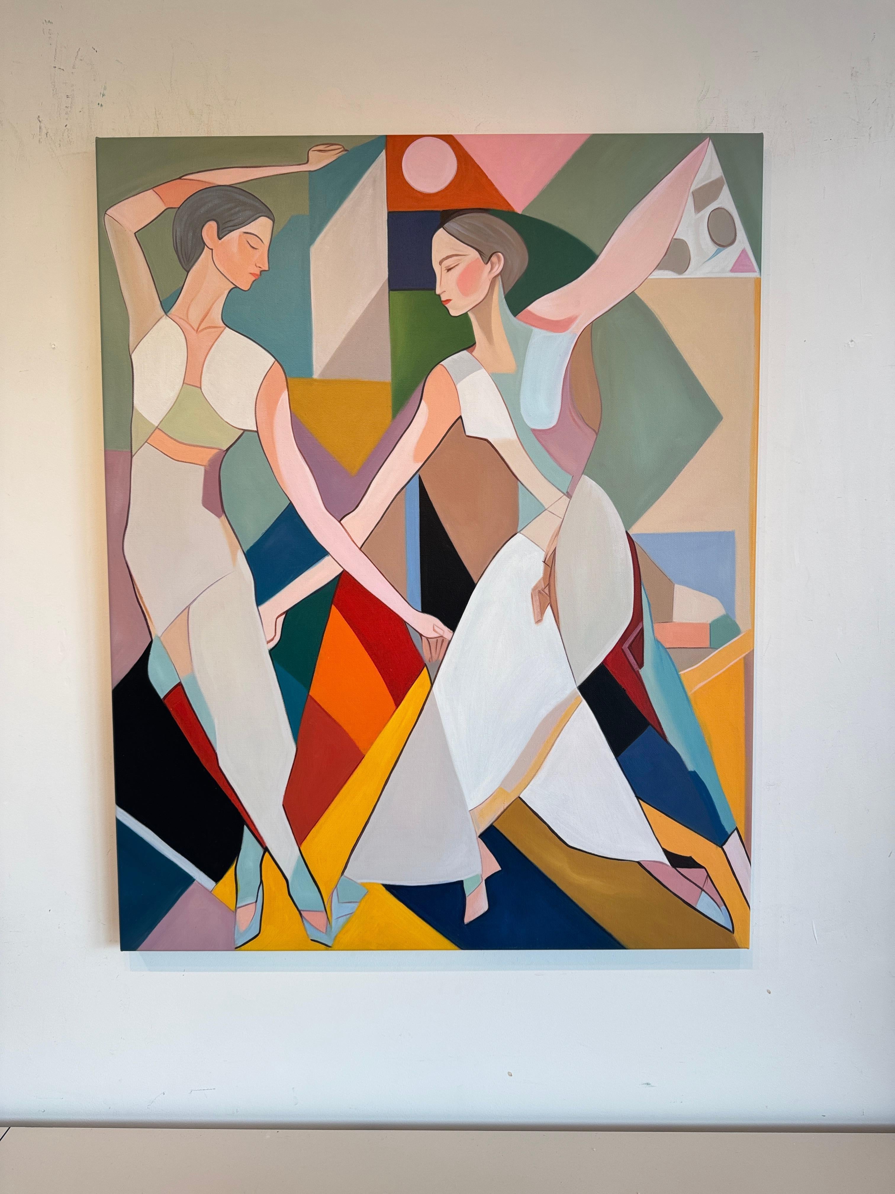 When love begins to dance by B. Schaumann - Contemporary Dancers Painting en venta 3