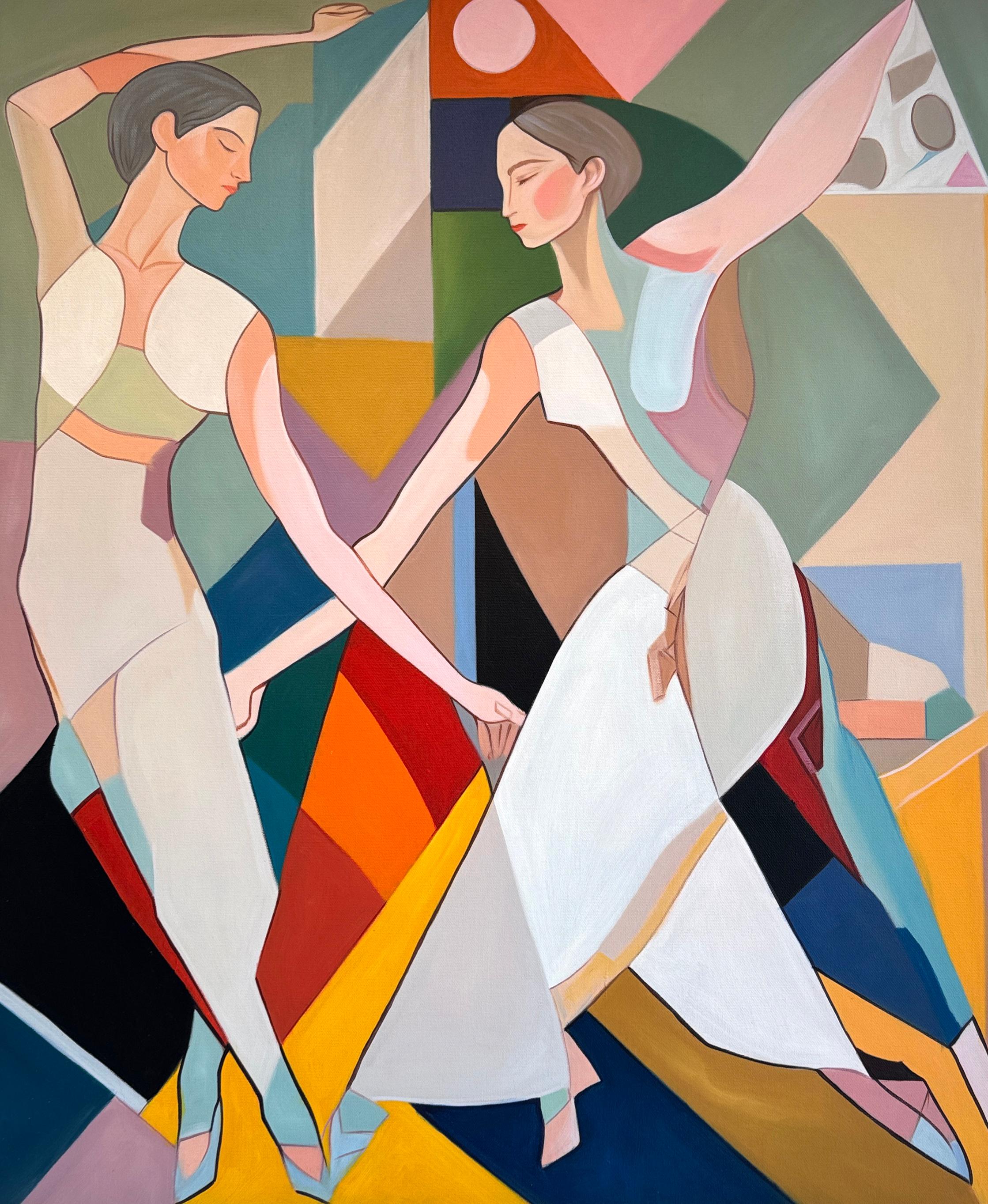 When love begins to dance by B. Schaumann - Contemporary Dancers Painting