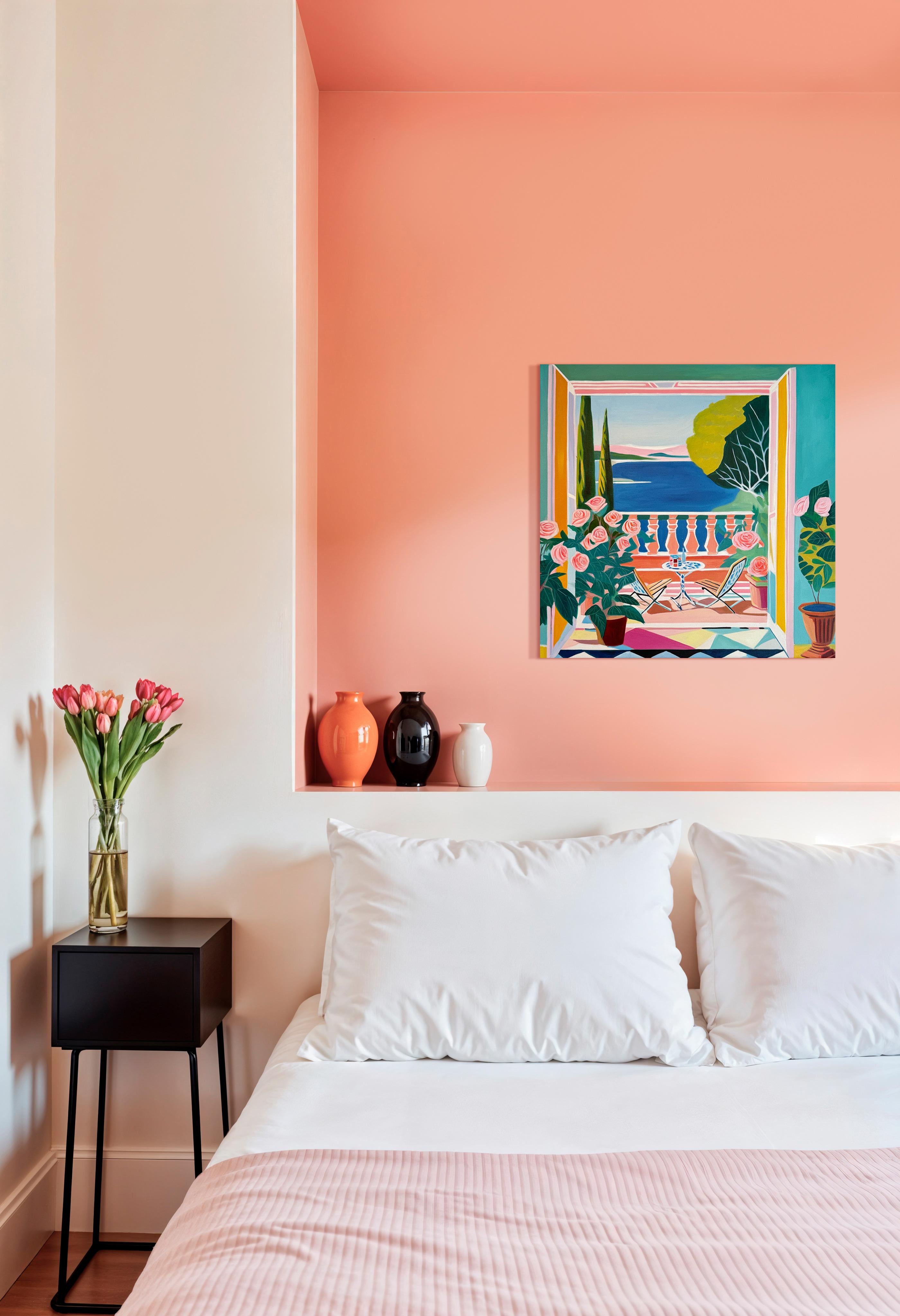 When the Breeze carries you - B.Schaumann - Contemporary interior oil Painting For Sale 7