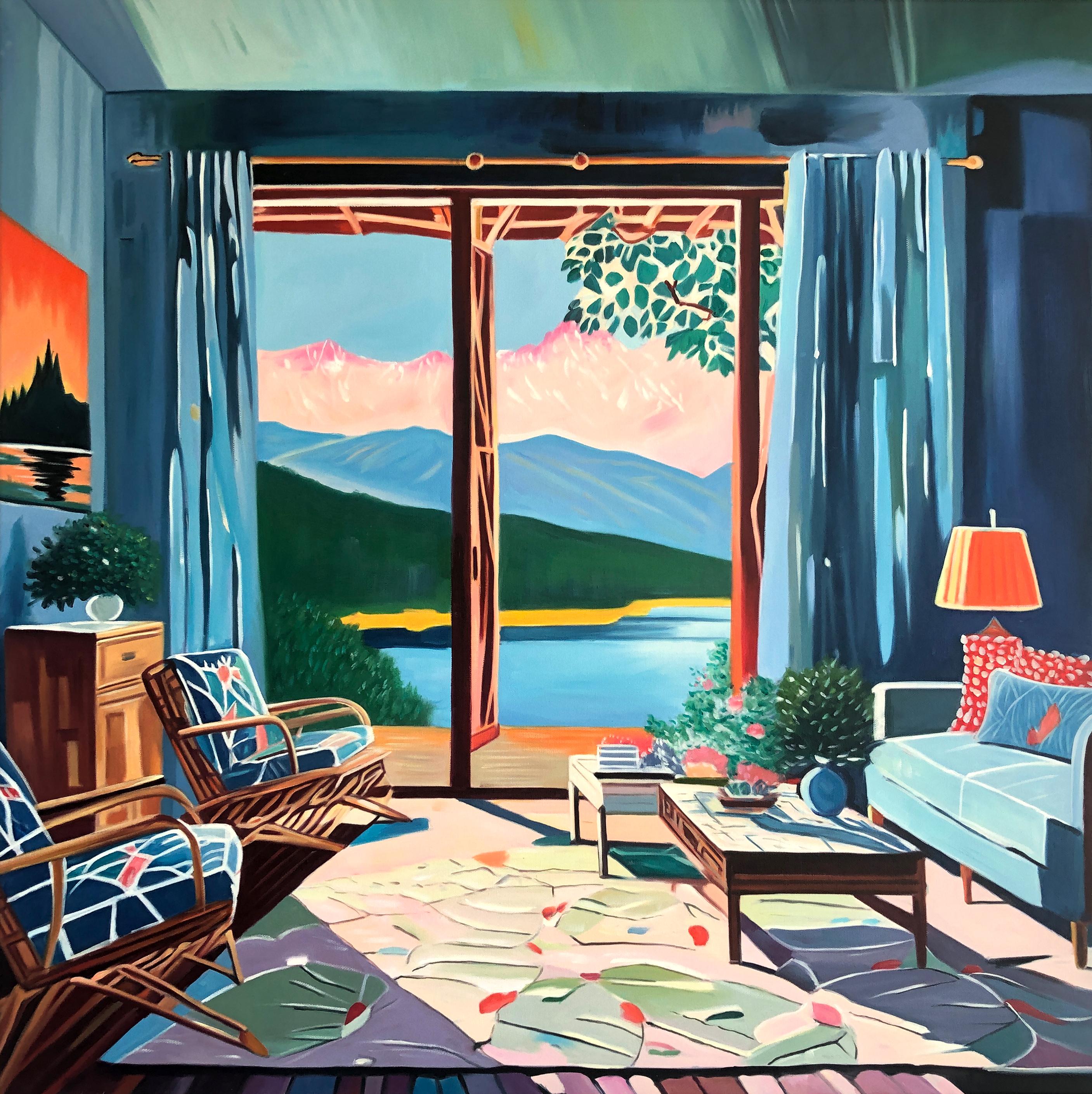 Barbara Schaumann Abstract Painting – Wo der Himmel ein Zuhause findet - B.Schaumann - Zeitgenössische Architekturmalerei