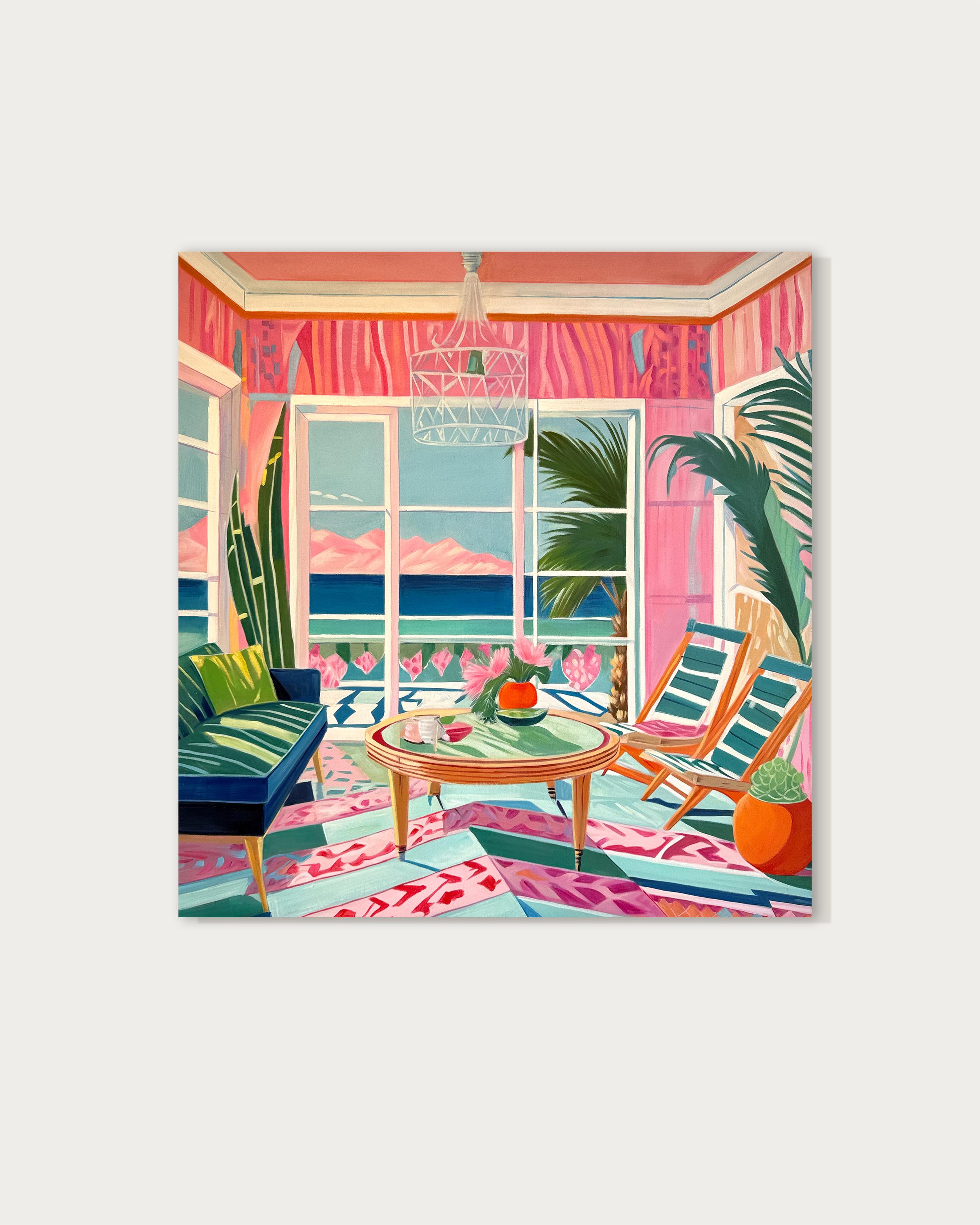 Wo Berge das Meer treffen - B.Schaumann - Zeitgenössische Architekturmalerei – Painting von Barbara Schaumann