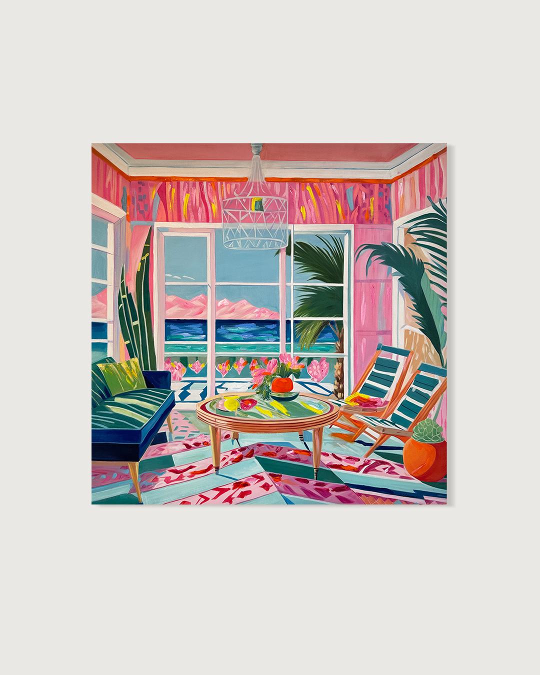 Wo Berge das Meer treffen - B.Schaumann Zeitgenössische Architekturmalerei – Painting von Barbara Schaumann