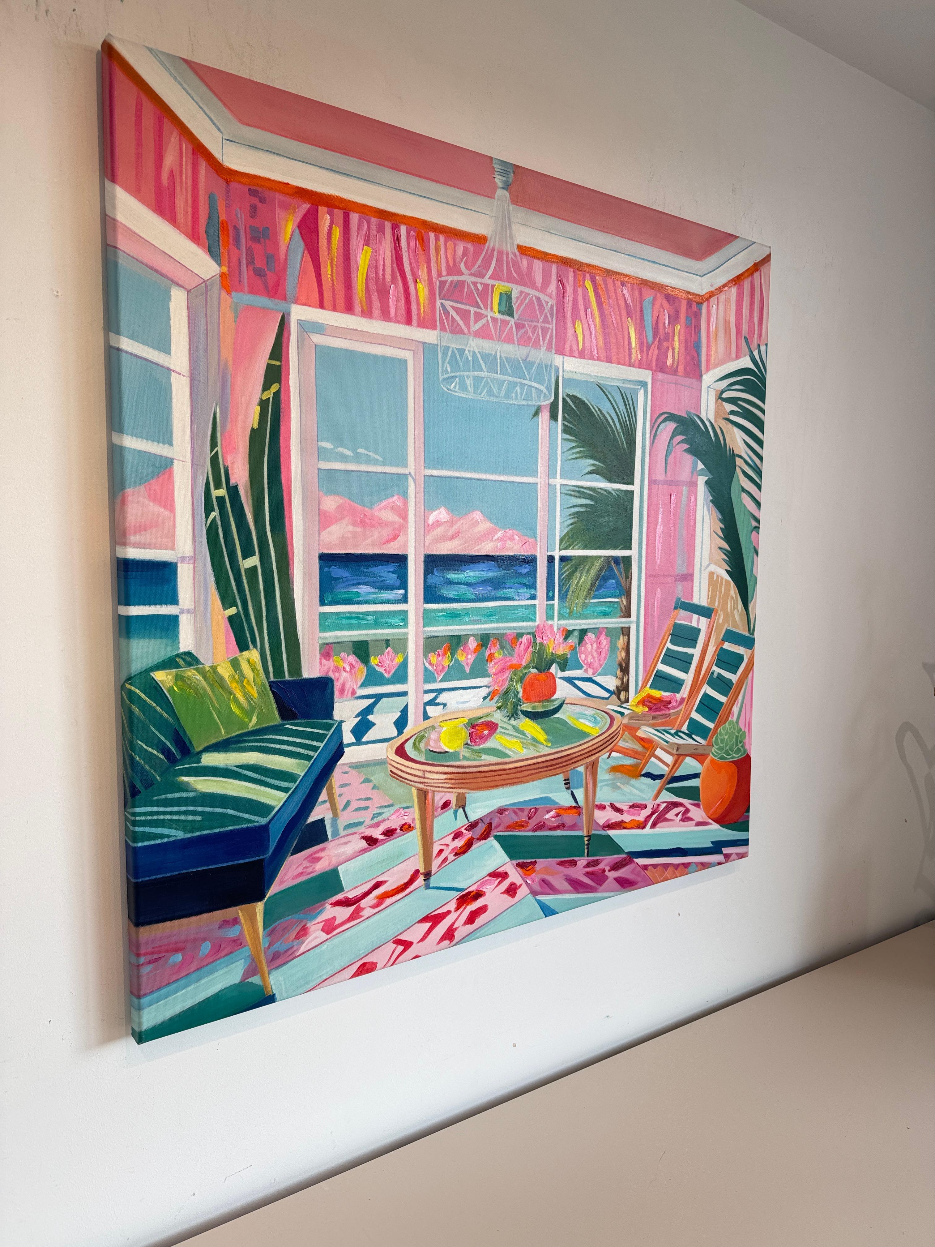 Wo Berge das Meer treffen - B.Schaumann Zeitgenössische Architekturmalerei im Angebot 1