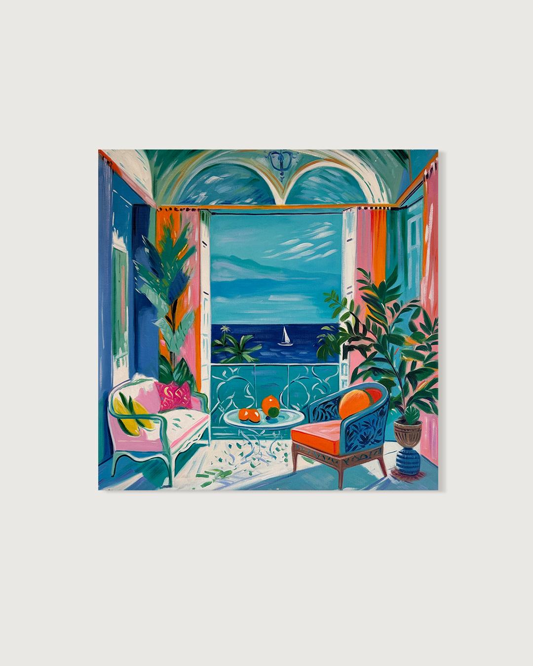 Where the horizon moved with us B.Schaumann Contemporary architectural Painting (Blau), Figurative Painting, von Barbara Schaumann