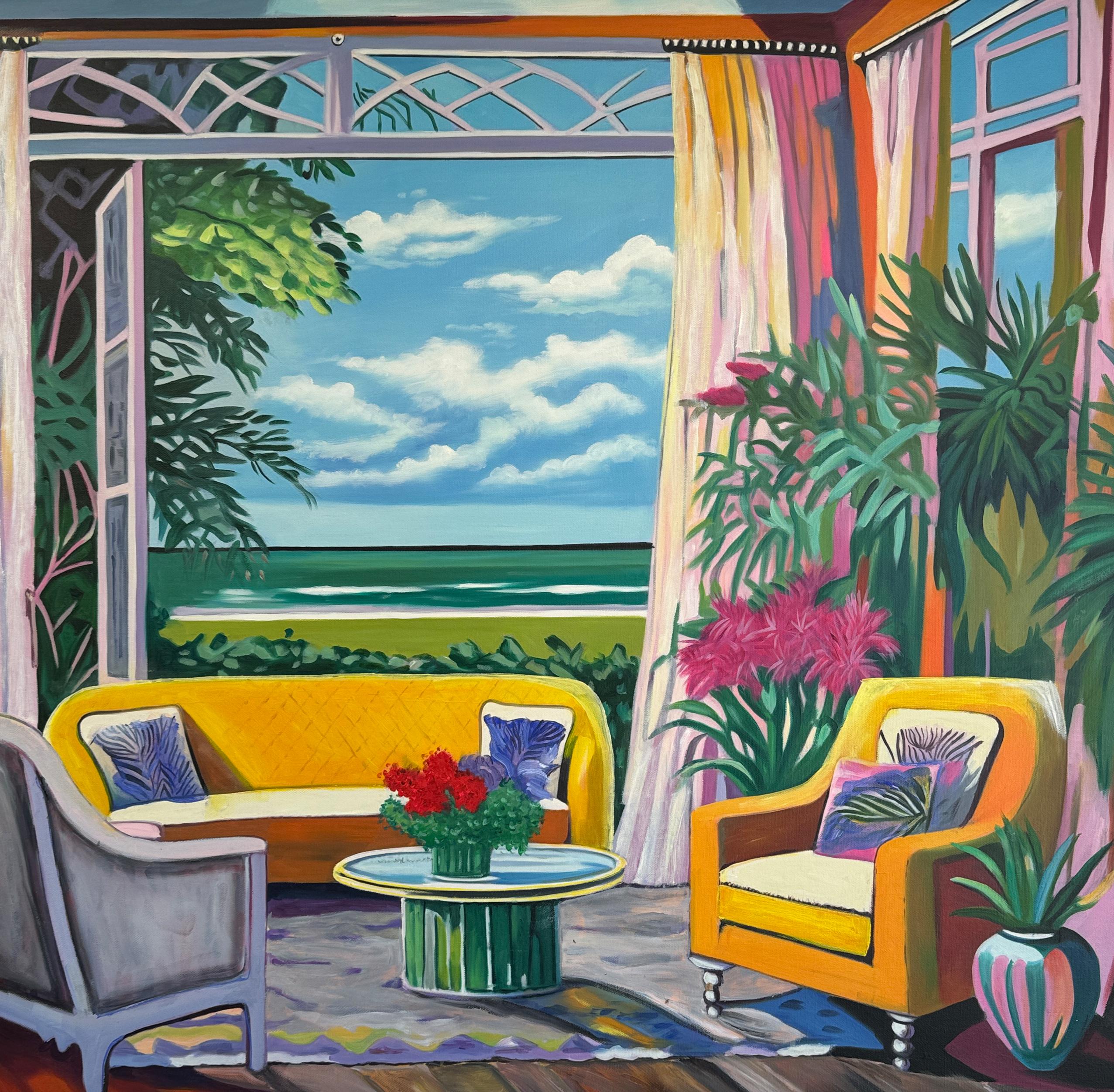 Barbara Schaumann Abstract Painting - Where Warm Light Meets Salt Air - B.Schaumann Contemporary interior Painting