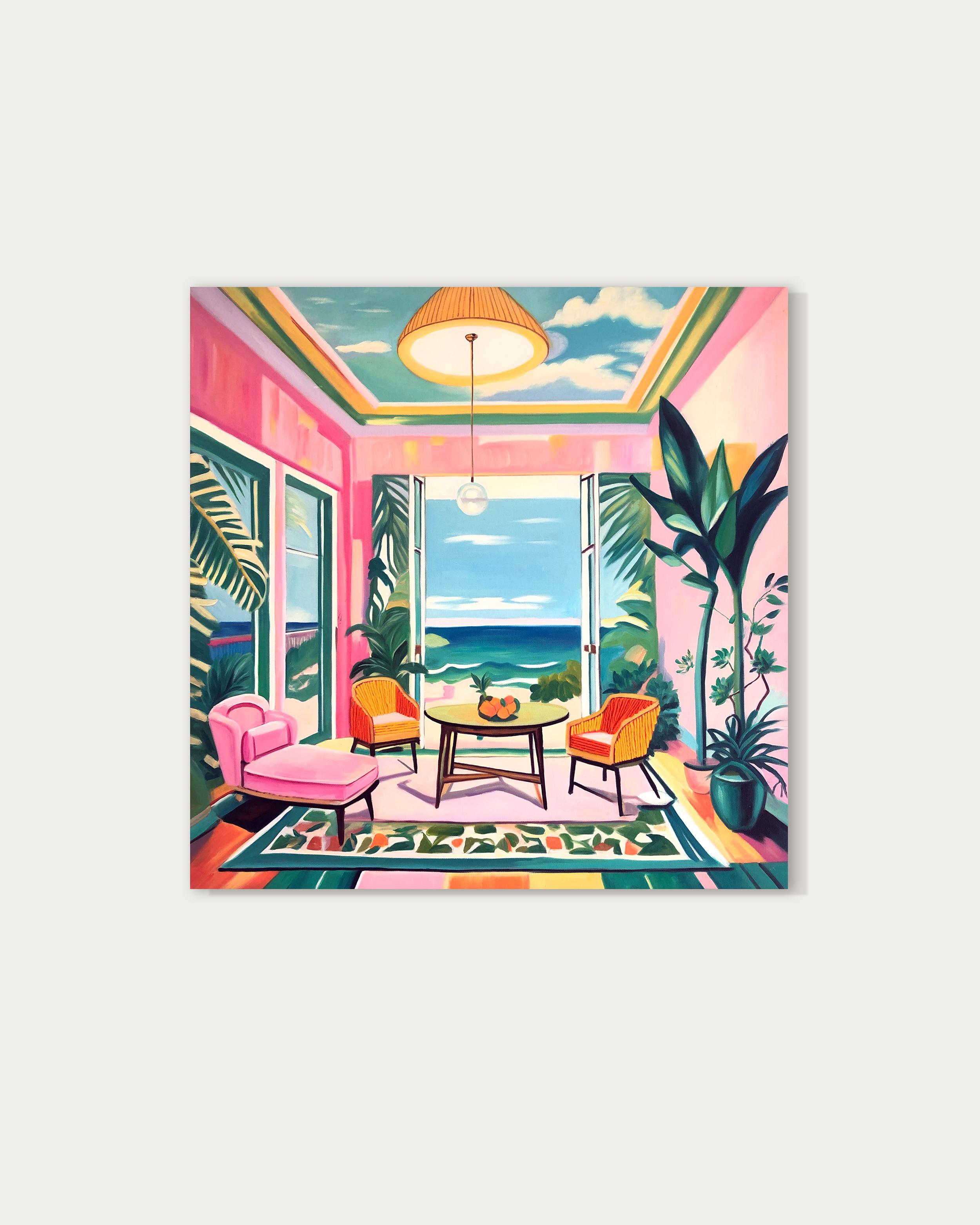 Wo Wellen auf Licht treffen - B.Schaumann - Zeitgenössische architektonische Seemalerei – Painting von Barbara Schaumann