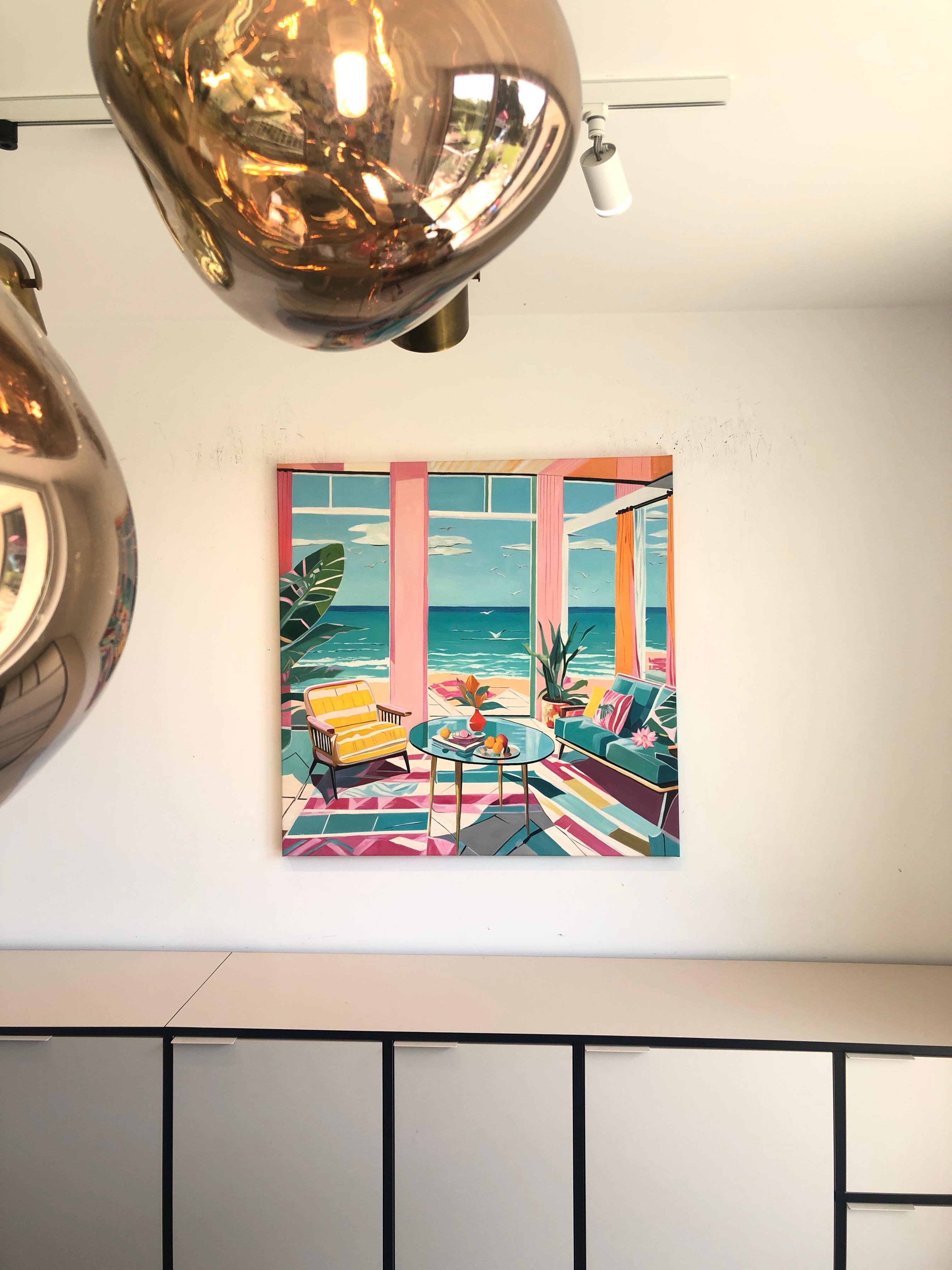 Geflüster zwischen Himmel und Meer - B.Schaumann - Zeitgenössische Architekturmalerei im Angebot 1