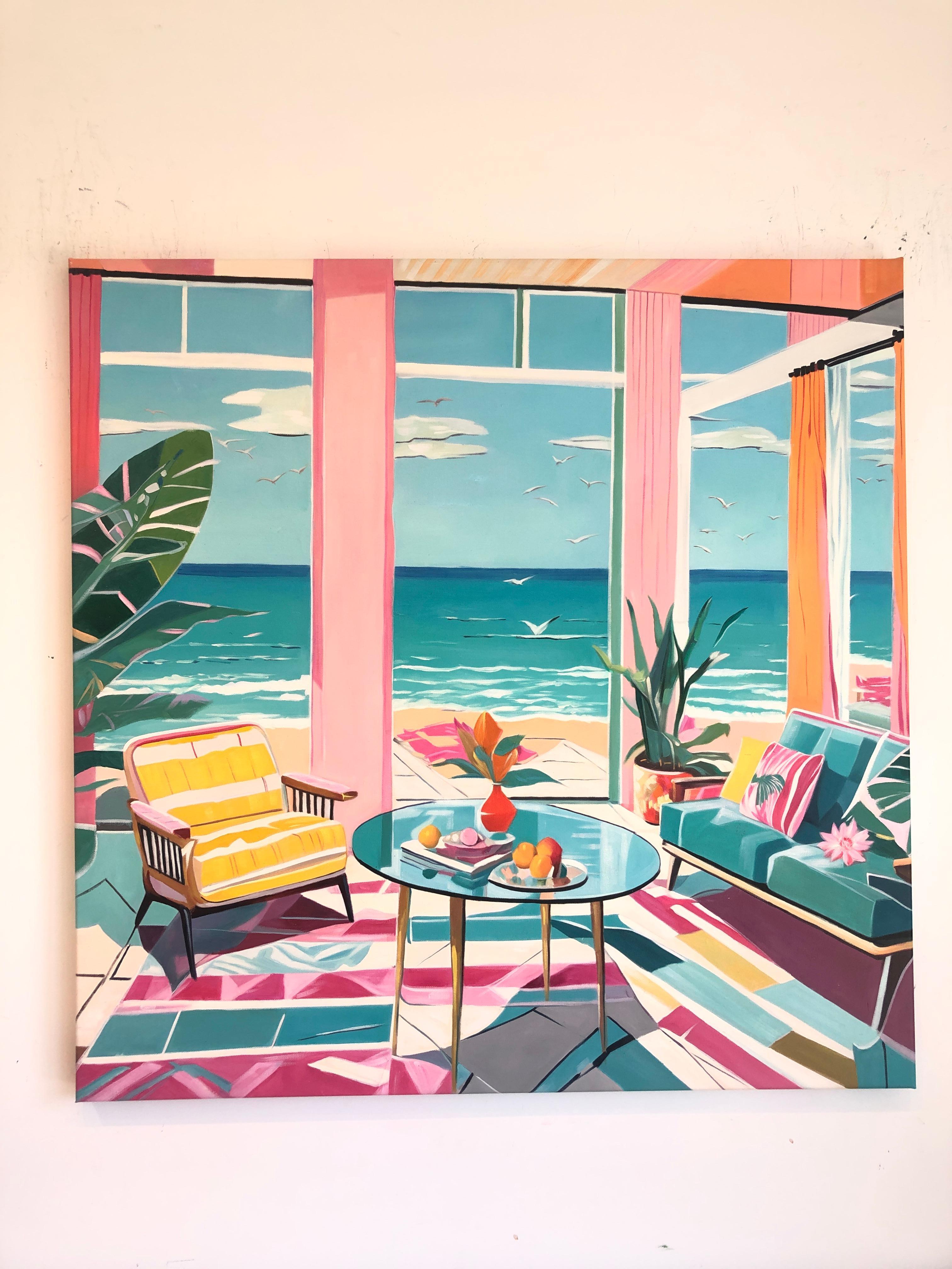 Geflüster zwischen Himmel und Meer - B.Schaumann - Zeitgenössische Architekturmalerei im Angebot 5