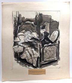 Life Magazine Satirical Society Cartoon Illustration