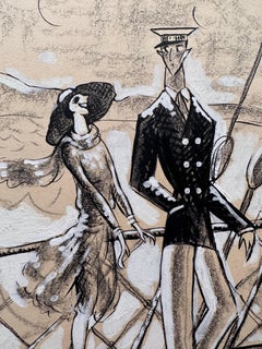 Ocean Liner Illustration (The New Yorker Cartoon)