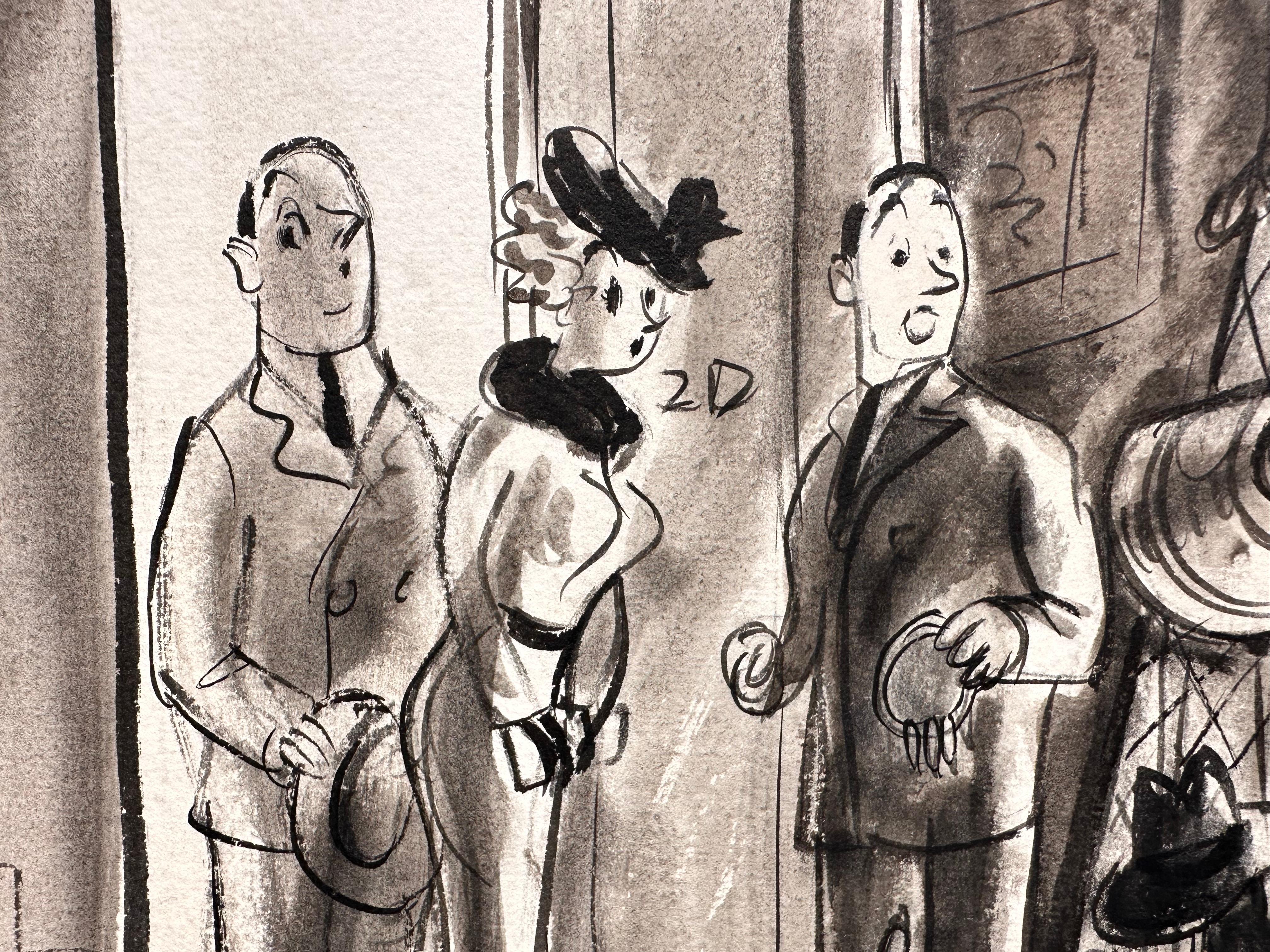 Illustrazione di cartone animato di un agente immobiliare - Painting di BARBARA SHERMUND