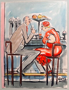 Vintage The Soda Fountain (New Yorker Magazine cover proposal)