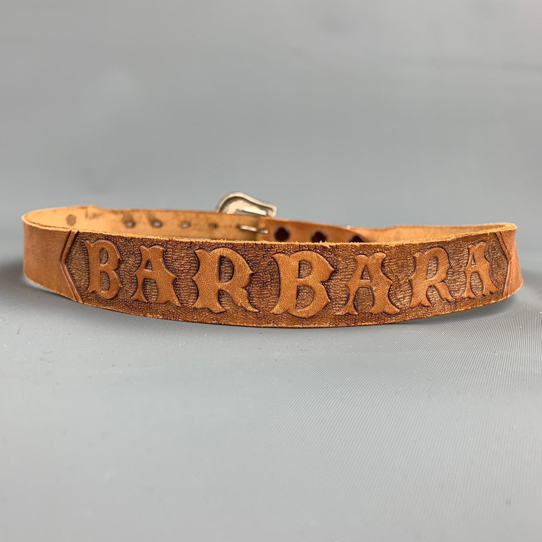 Brown BARBARA Size 28 Tan Leather Skinny Belt