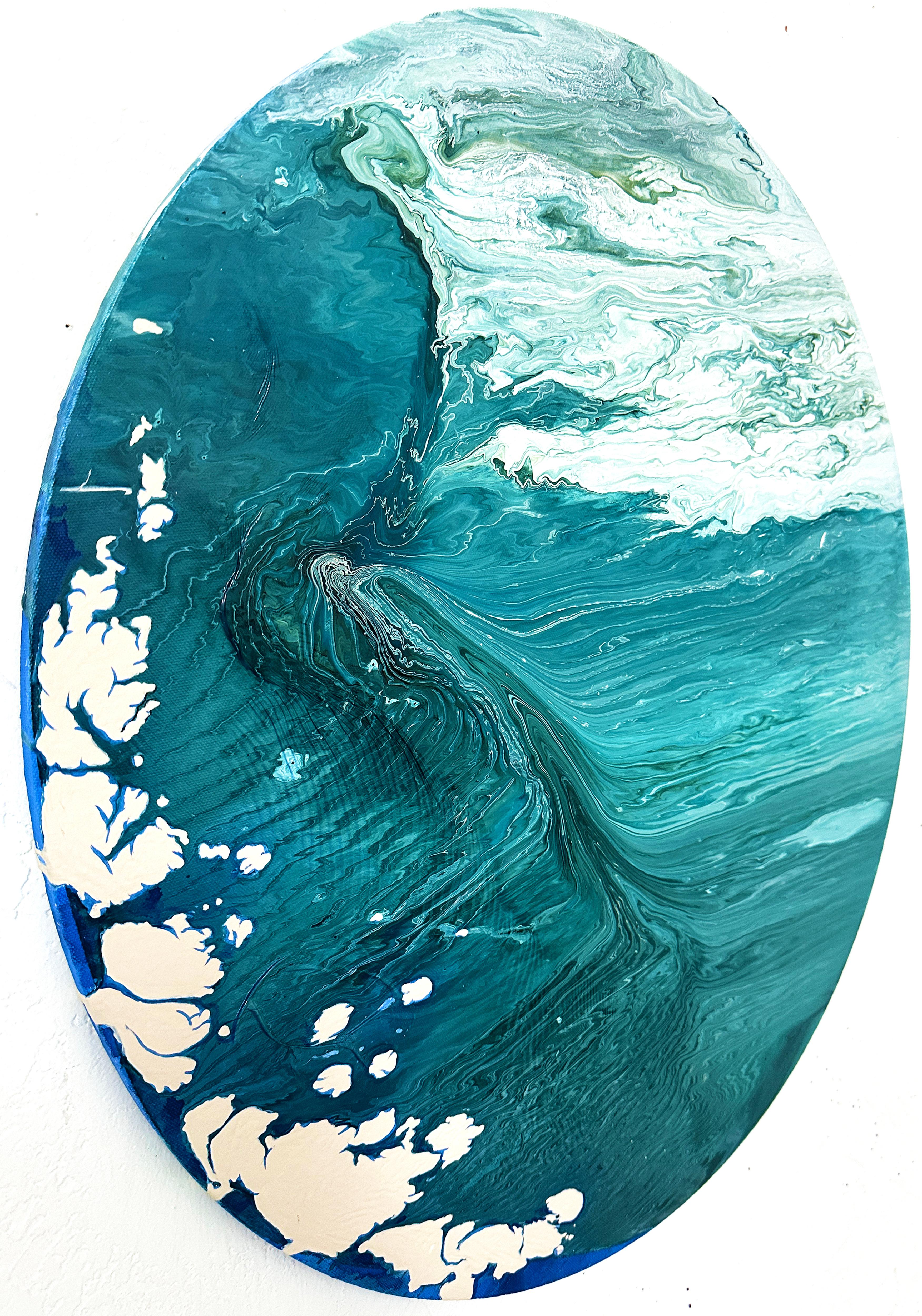 CONTINENTAL DRIFT, paisaje marino, abstracto, azul, turquesa, océano - Painting de Barbara Strasen