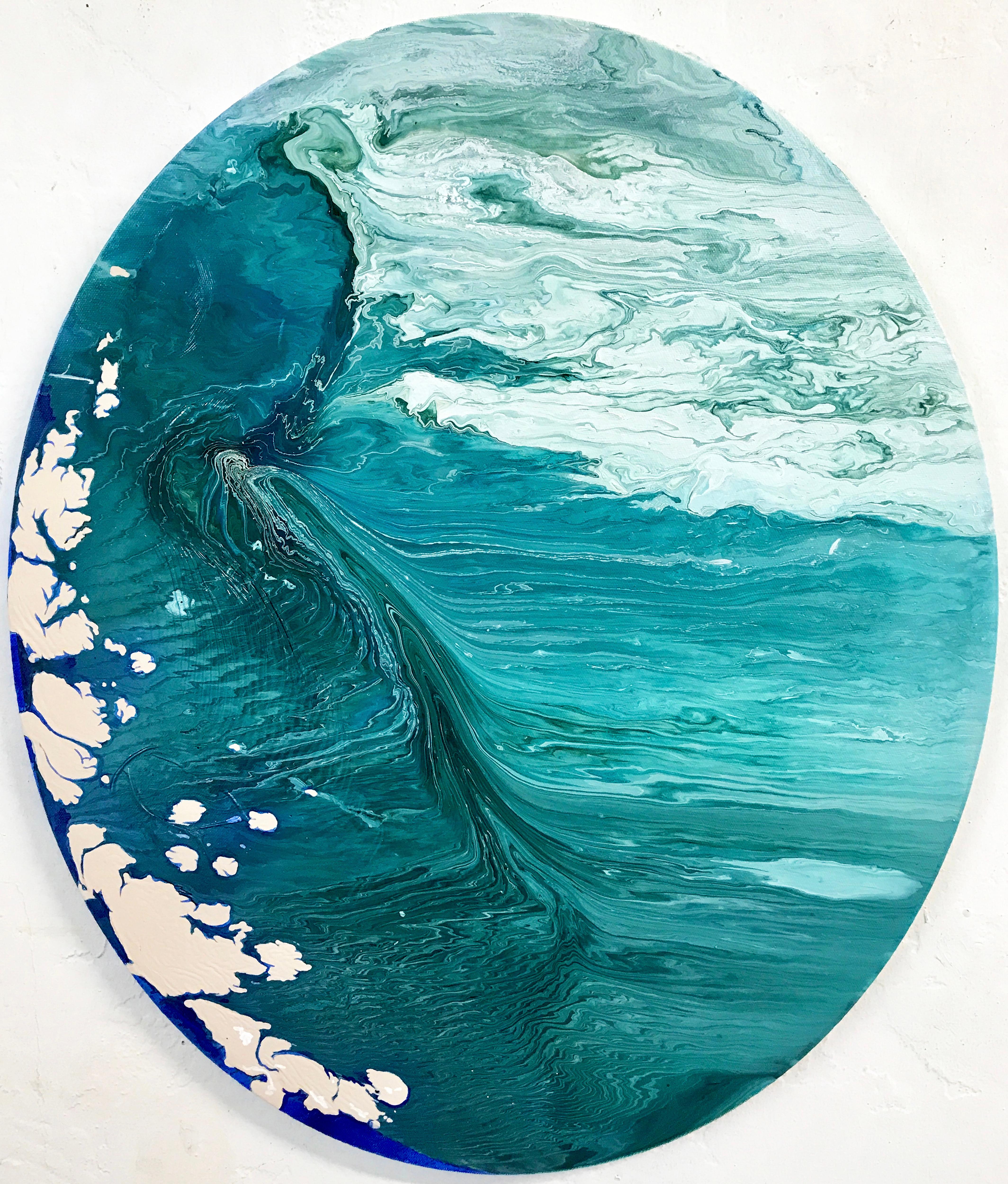 Landscape Painting de Barbara Strasen - CONTINENTAL DRIFT, paisaje marino, abstracto, azul, turquesa, océano