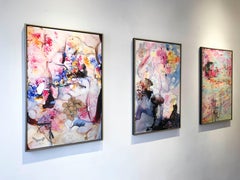 Rococo Modo, bright pink surreal mixed media on board