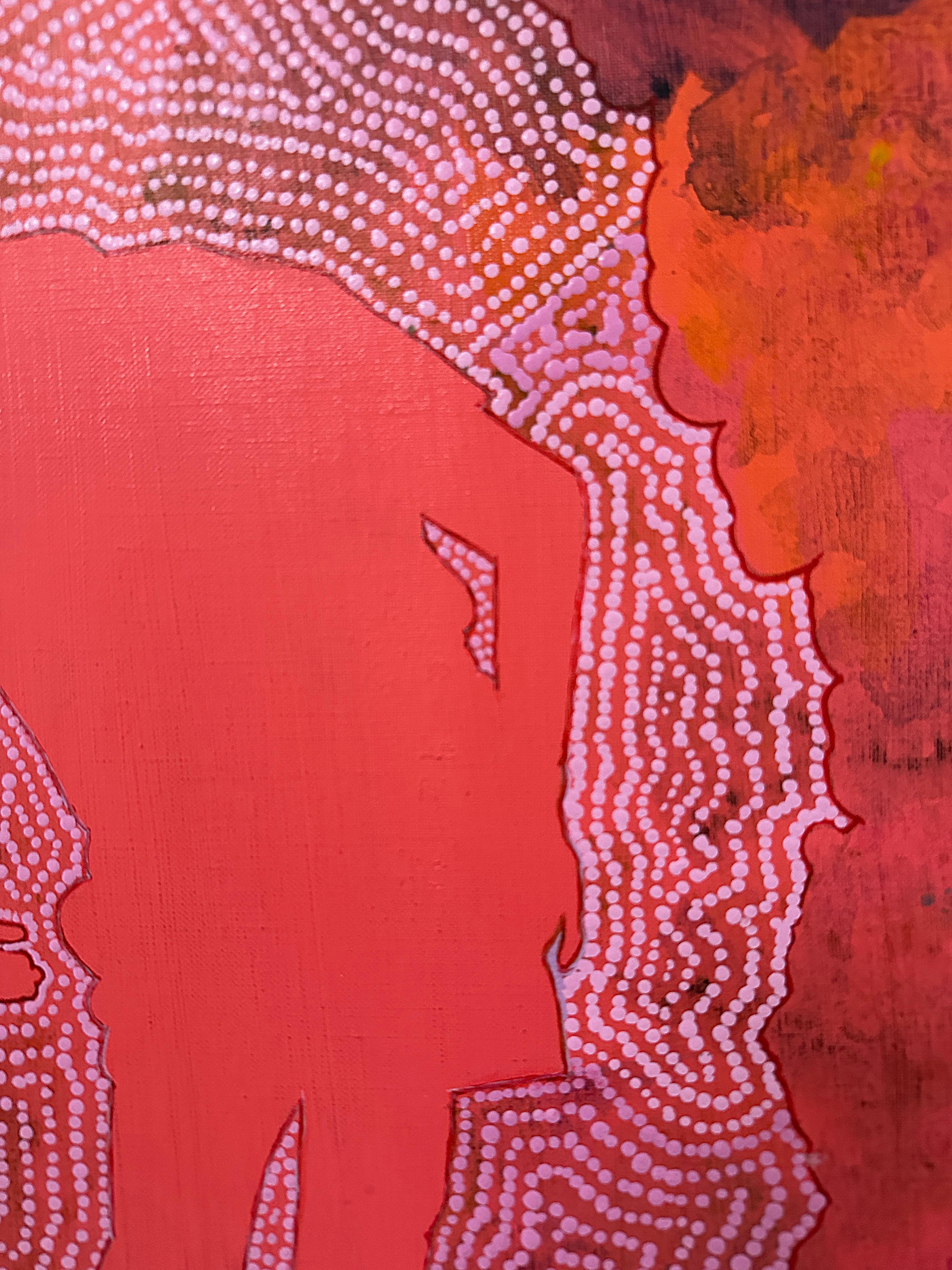 S-FIRST, red, figurative, patterned, abstract - Contemporary Painting by Barbara Strasen