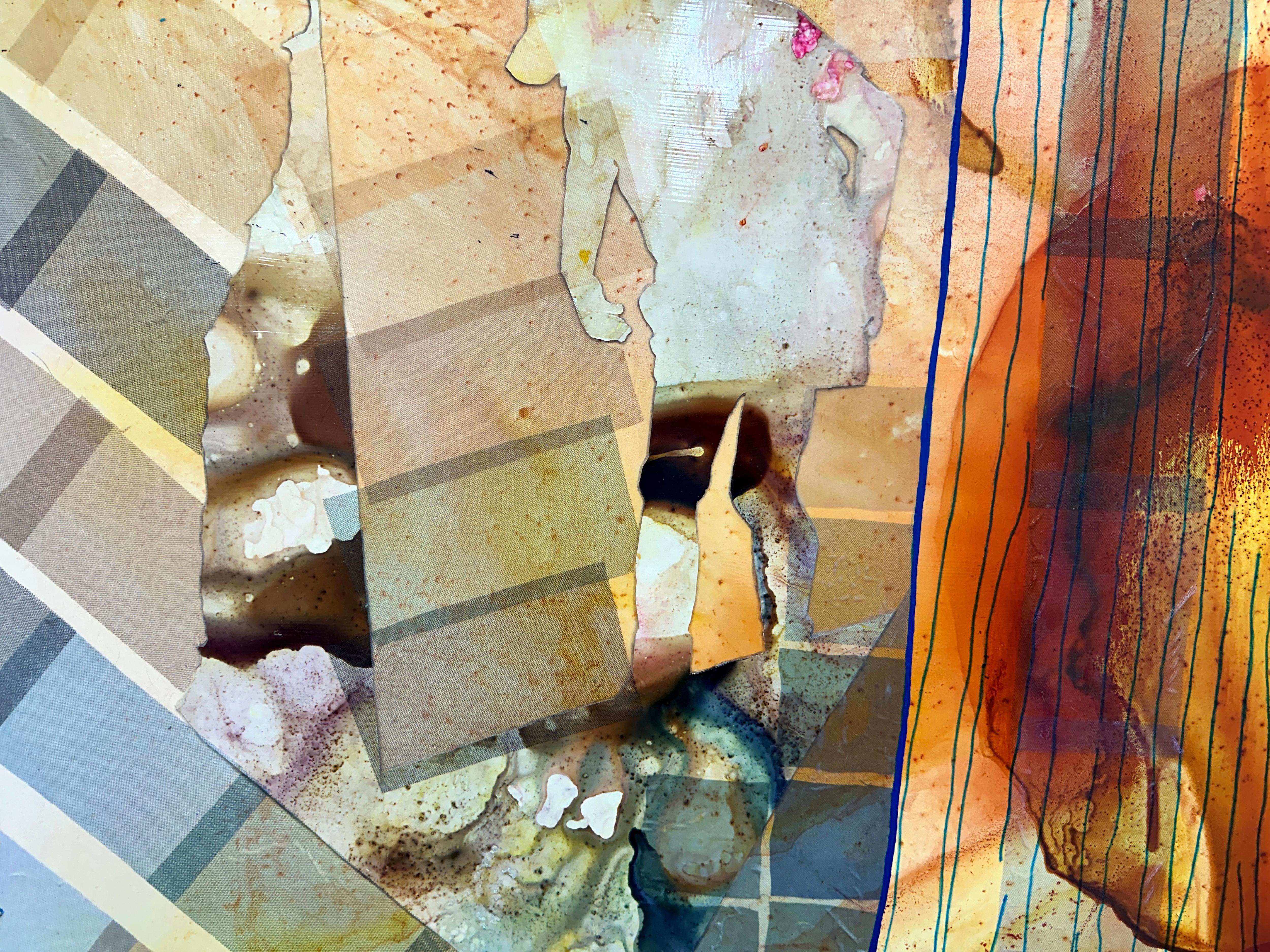 S-CUARTO, abstracto, neutro, interior, figurativo, estampado - Landscape Painting Beige de Barbara Strasen