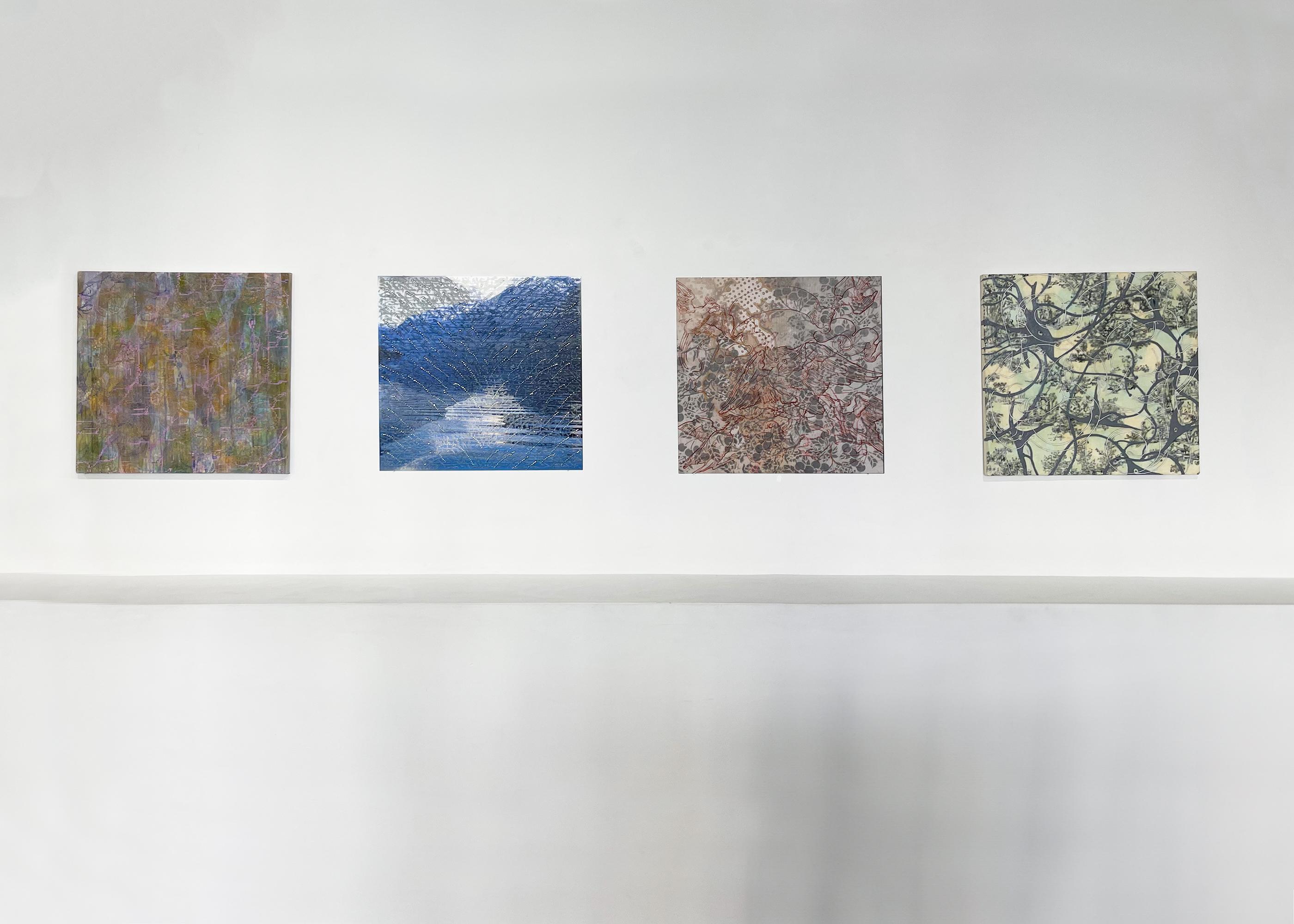 SPLASH MOUNTAINS, Lenticular, patterned, landscape, mountains, blue, gray For Sale 1