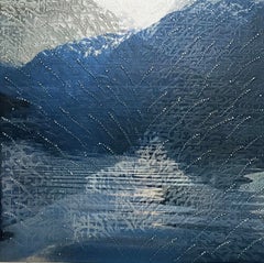 SPLASH MOUNTAINS, Lenticular, patterned, landscape, mountains, blue, gray