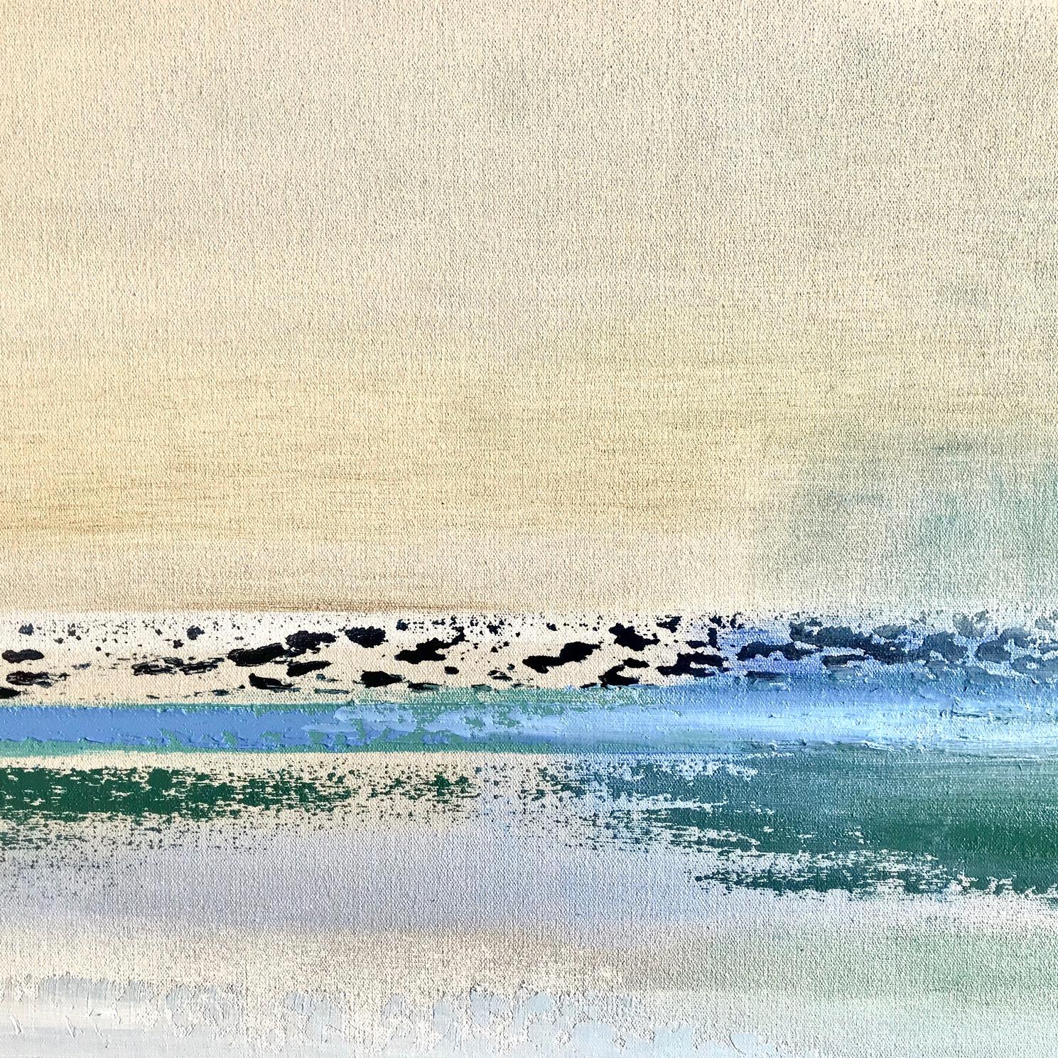 BLUE HORIZON, Öl auf Leinwand, Palettenmesser-Gemälde – Painting von Barbara Sussberg
