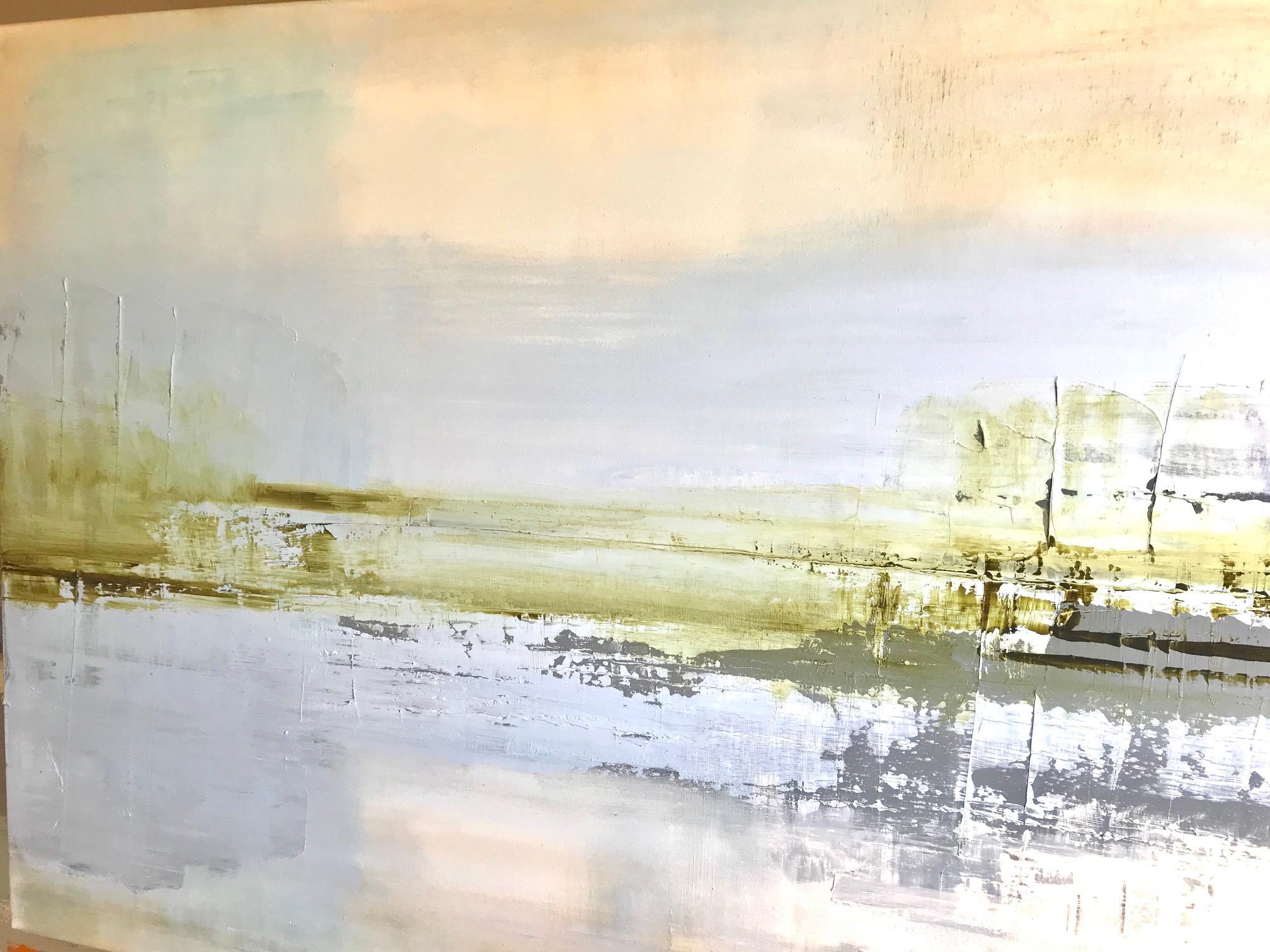 SAMS’S POINT II, Oil paint on canvas, Palette knife painting - Abstract Painting by Barbara Sussberg