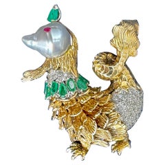 Barbara Taylor Bradford OBE Cockatrice Bird Brooch Pearl Emerald Diamond Ruby