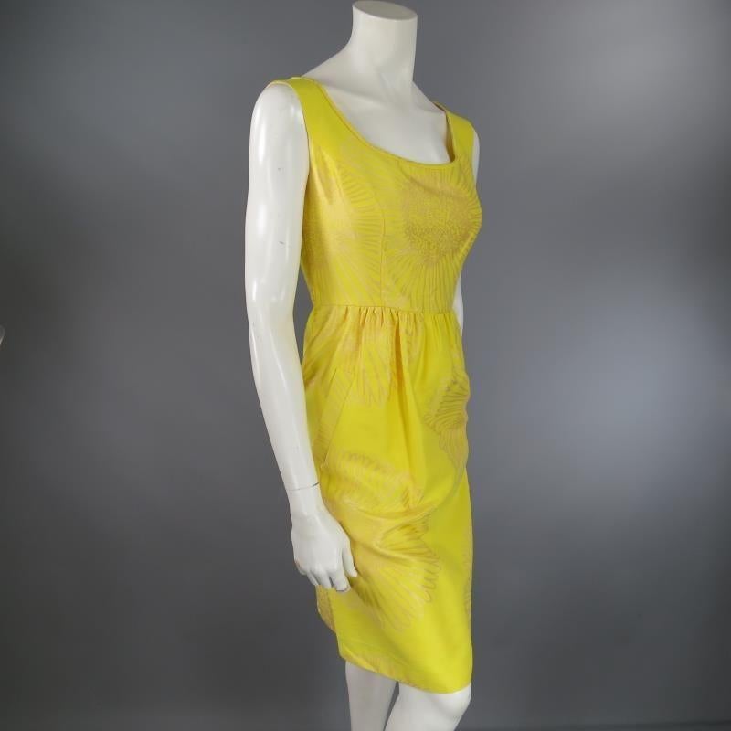 BARBARA TFANK Size 6 Yellow Silk Sunflower Summer Cocktail Dress In Excellent Condition In San Francisco, CA