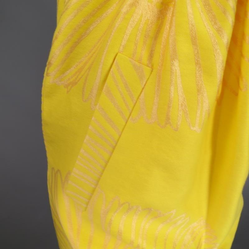 Women's BARBARA TFANK Size 6 Yellow Silk Sunflower Summer Cocktail Dress
