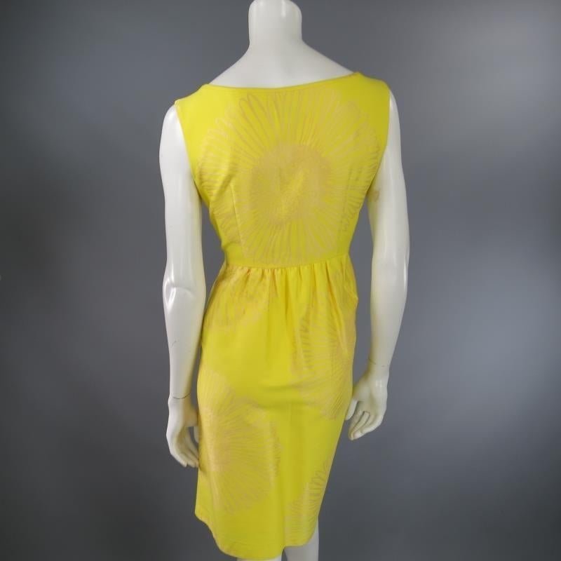 BARBARA TFANK Size 6 Yellow Silk Sunflower Summer Cocktail Dress 1