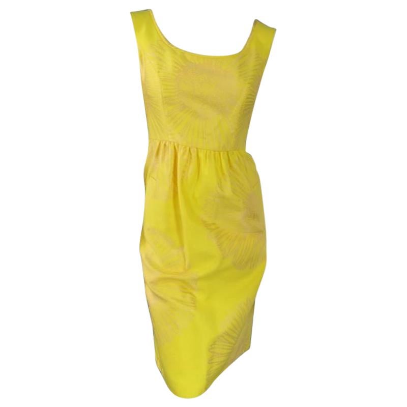 BARBARA TFANK Size 6 Yellow Silk Sunflower Summer Cocktail Dress