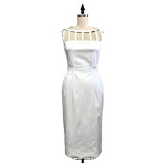 Barbara Tfank Women's White Swiss Cotton Peek-a-Boo Cage Dress in 60's style