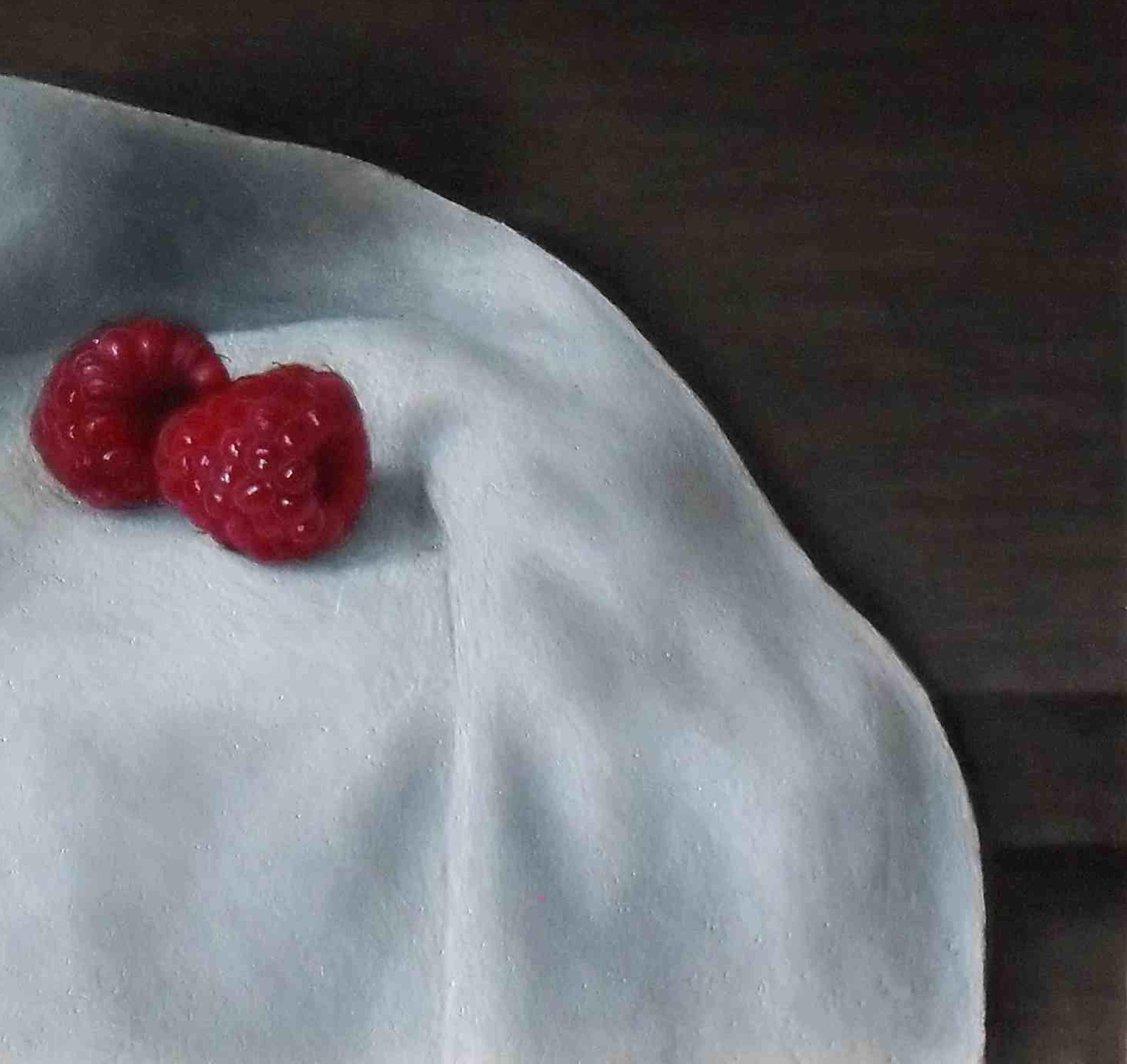'Raspberries in a Bowl' by Barbara Vanhove is a 20th Century  Photo-realist still-life painting.

Barbara was born in Watermael-Boisfort in Belgium in 1974. She showed an incredible natural talent early on in her life and after school she studied