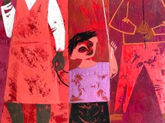 Mid-Century Children's Party Scene . Red and Orange, Native American