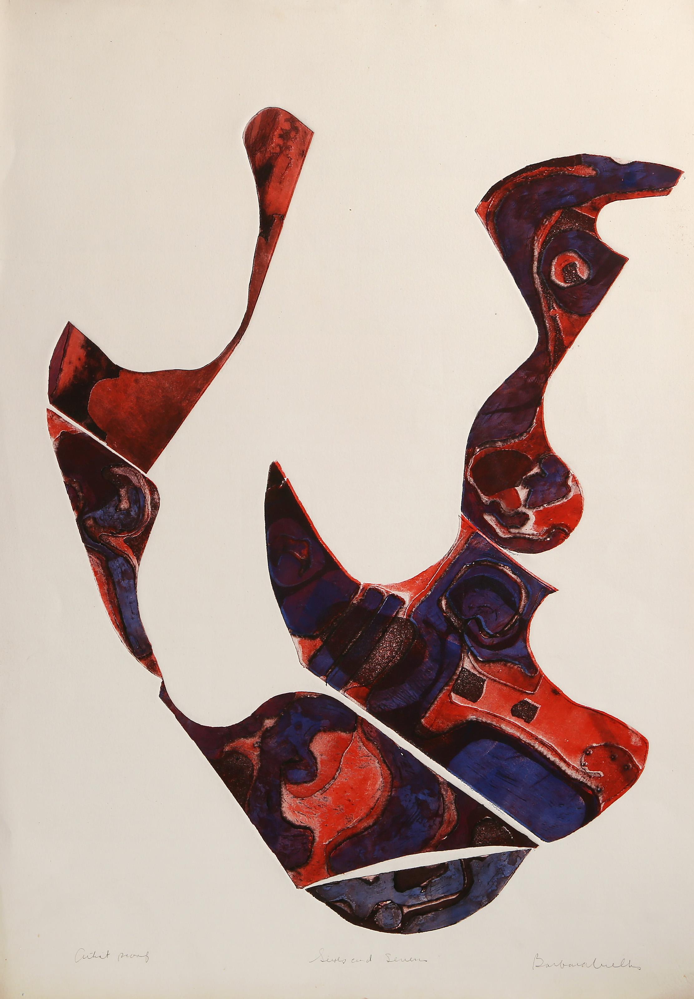 Barbara Welk - Sixes and Sevens, Year:  circa 1969, Medium:  Embossed Etching and Aquatint on Arches, signed, titled and numbered in pencil, Edition:  AP, Image Size:  24.5 x 17 inches, Size:  29.5 x 21 in. (74.93 x 53.34 cm) 