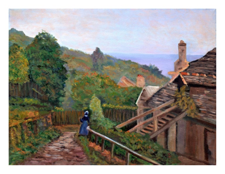 Barbara Wilson Landscape Painting - Oceanside Villa Landscape 